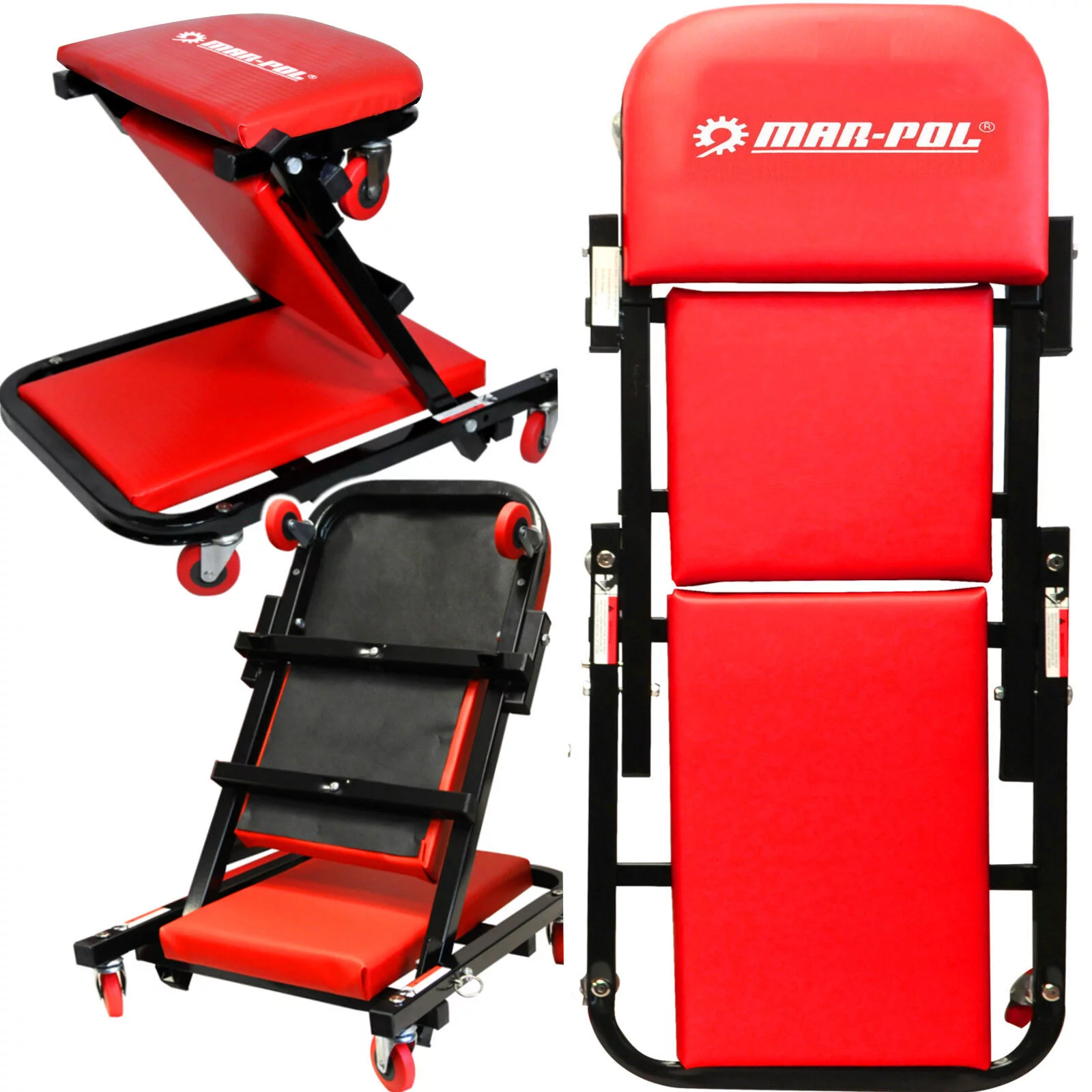 LEŻANKA WARSZTATOWA SKŁADANA / czerwona