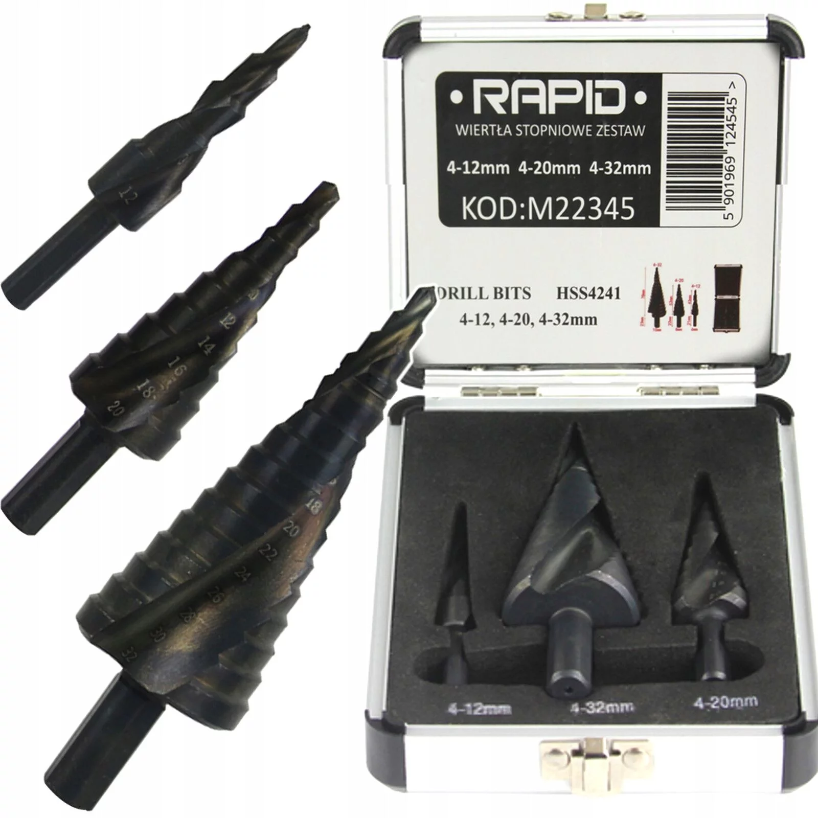 WIERTŁA STOPNIOWE RAPID 3el 4-32mm