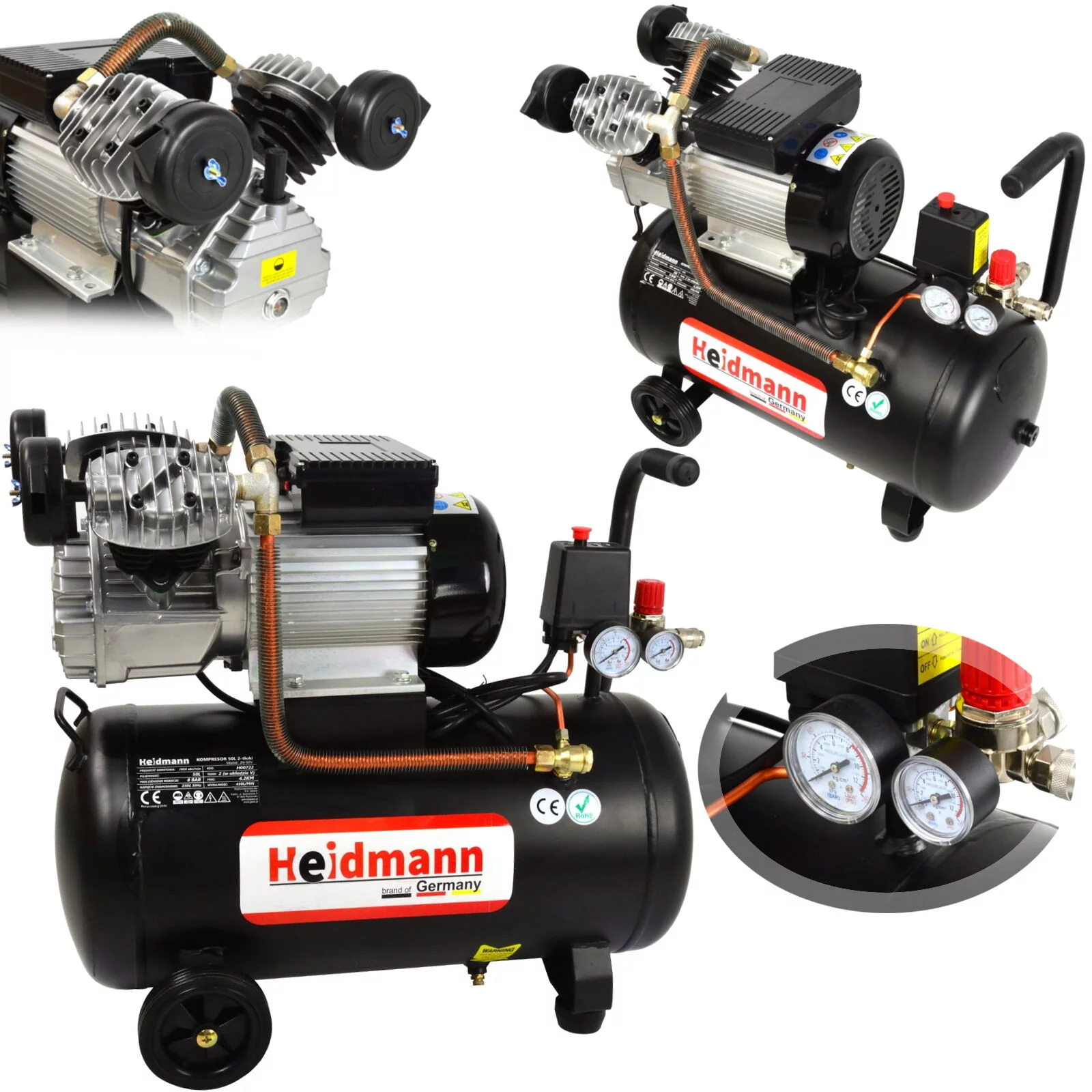 Kompresor olejowy 50L 2- TŁOKI Heidmann