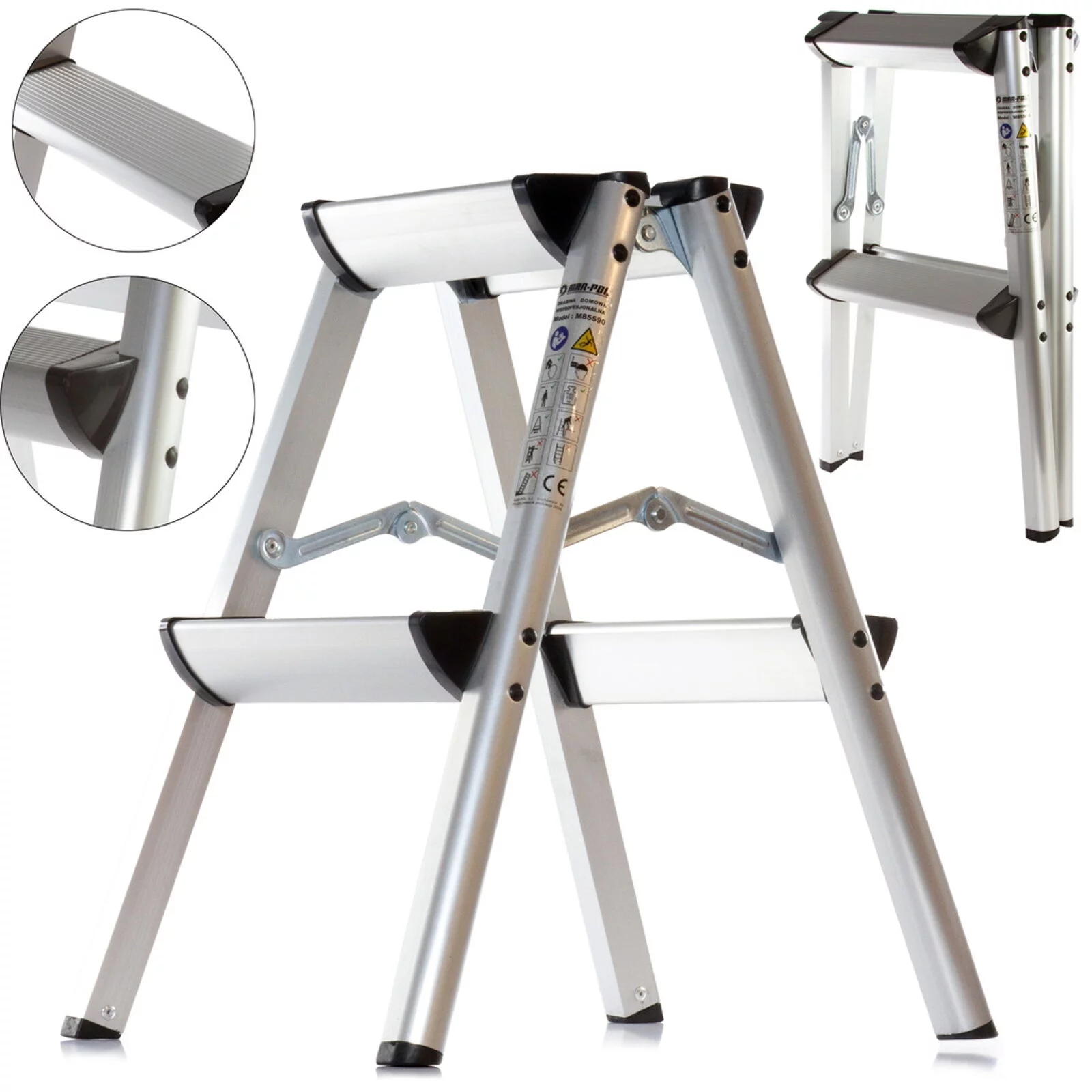 DRABINA ALUMINIOWA 2 stopnie dwustronna