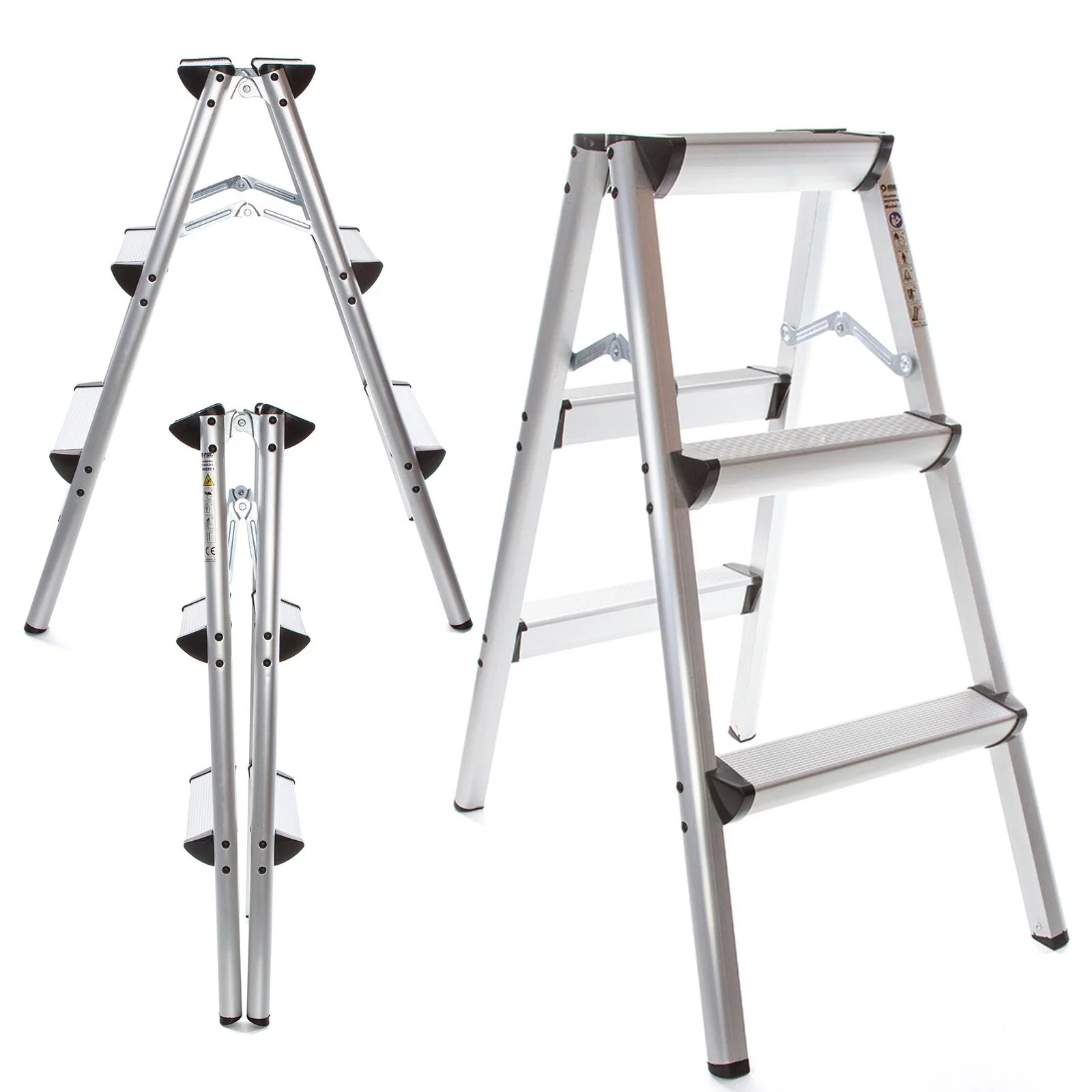 DRABINA ALUMINIOWA 3 stopnie dwustronna