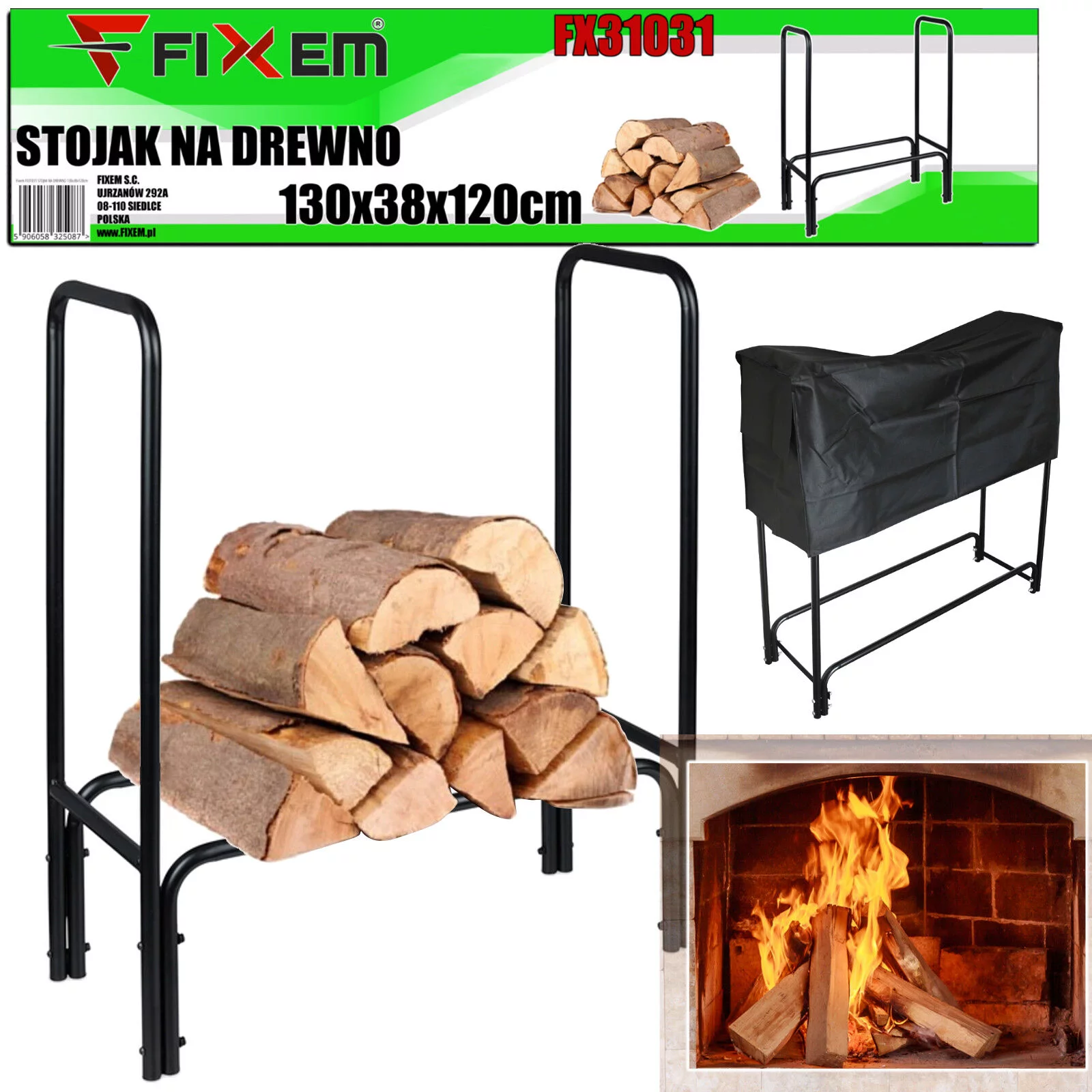 STOJAK NA DREWNO 130x38x120cm