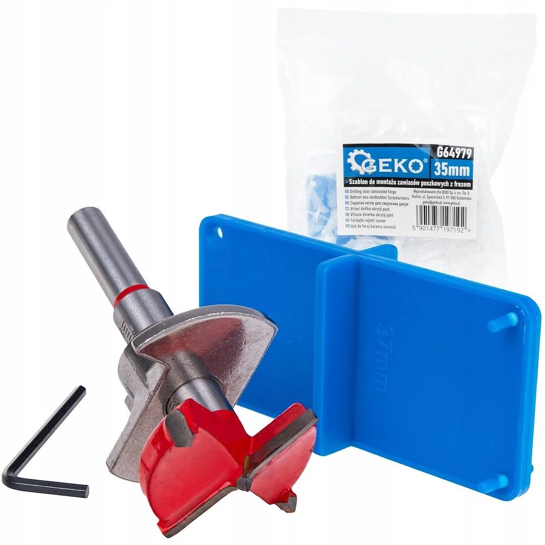 Szablon do montażu zawiasów puszkowych z frezem re