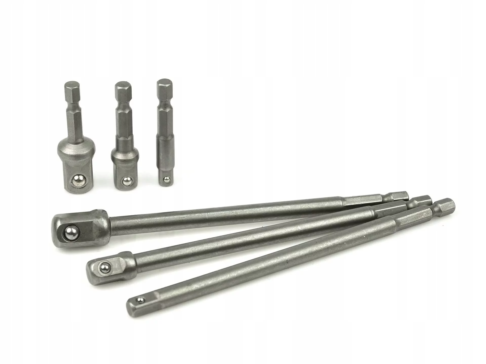 Kpl. adapterów do nasadek HEX 1/4" 3/8" 1/2" 6el.