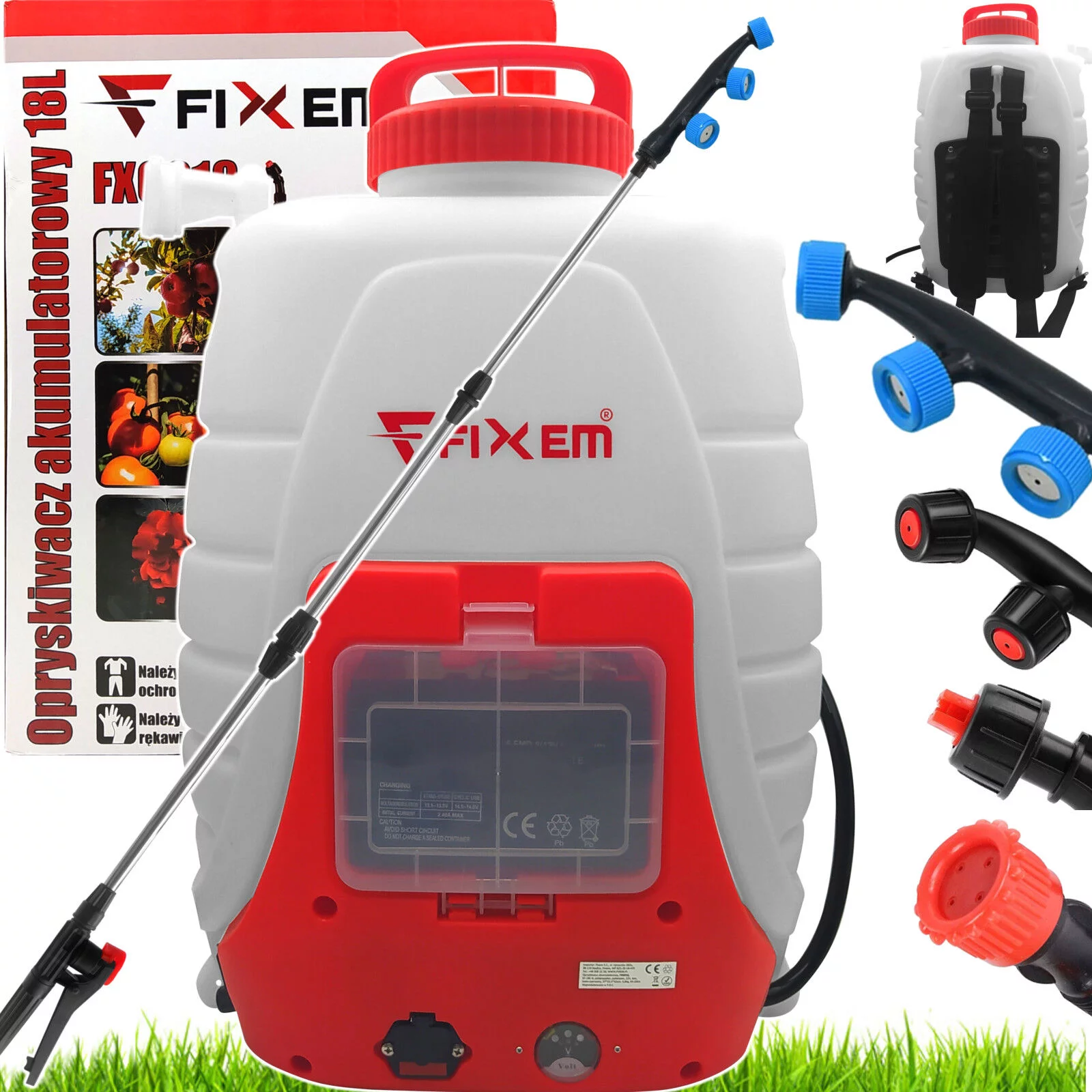 OPRYSKIWACZ AKUMULATOROWY OGRODNICZY ROZPYLACZ PLECAKOWY ELEKTRYCZNY 18L