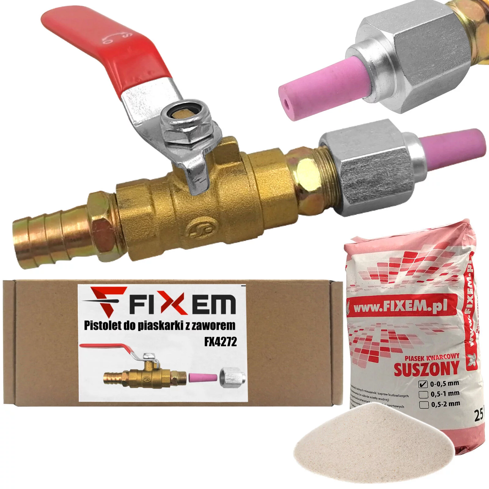 PISTOLET DO PIASKARKI SYFONOWEJ ZAWÓR 3/8" DO PIASKOWANIA DYSZA PIASEK 25kg