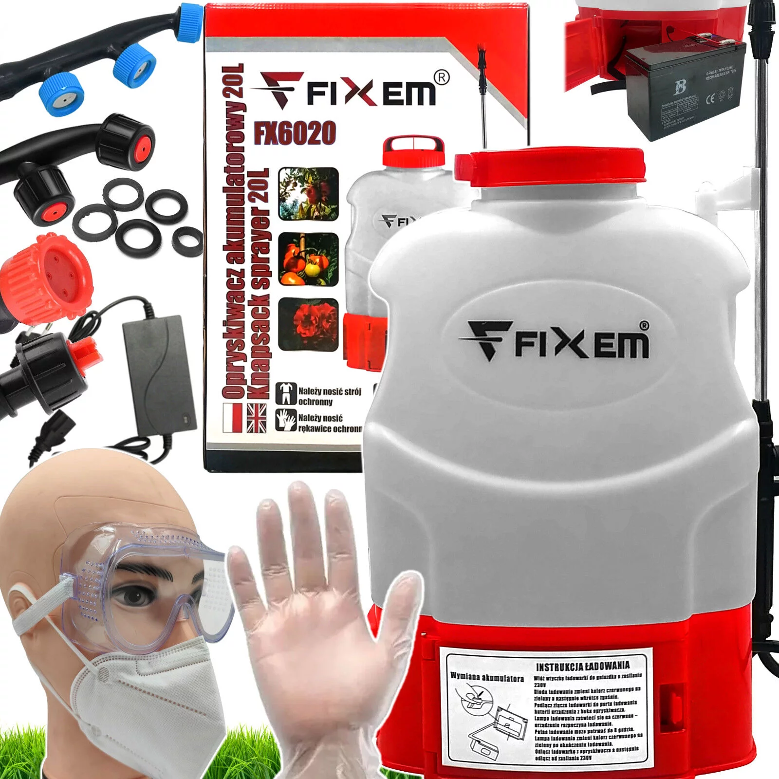 OPRYSKIWACZ AKUMULATOROWY OGRODNICZY ROZPYLACZ PLECAKOWY ELEKTRYCZNY 20L