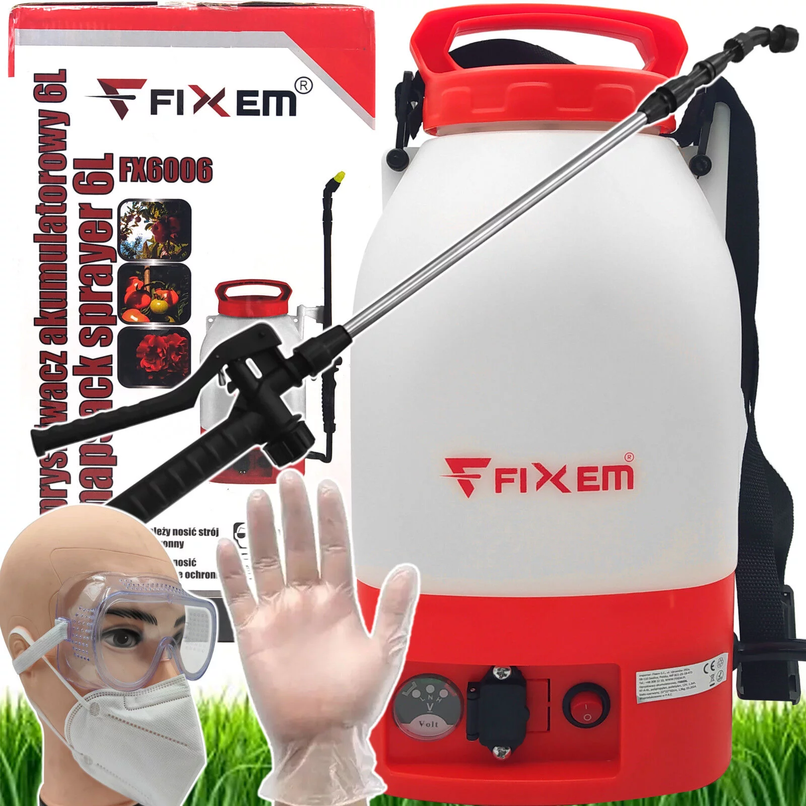 AKUMULATOROWY OPRYSKIWACZ ELEKTRYCZNY ROZPYLACZ CIŚNIENIOWY 6L LANCA 117cm