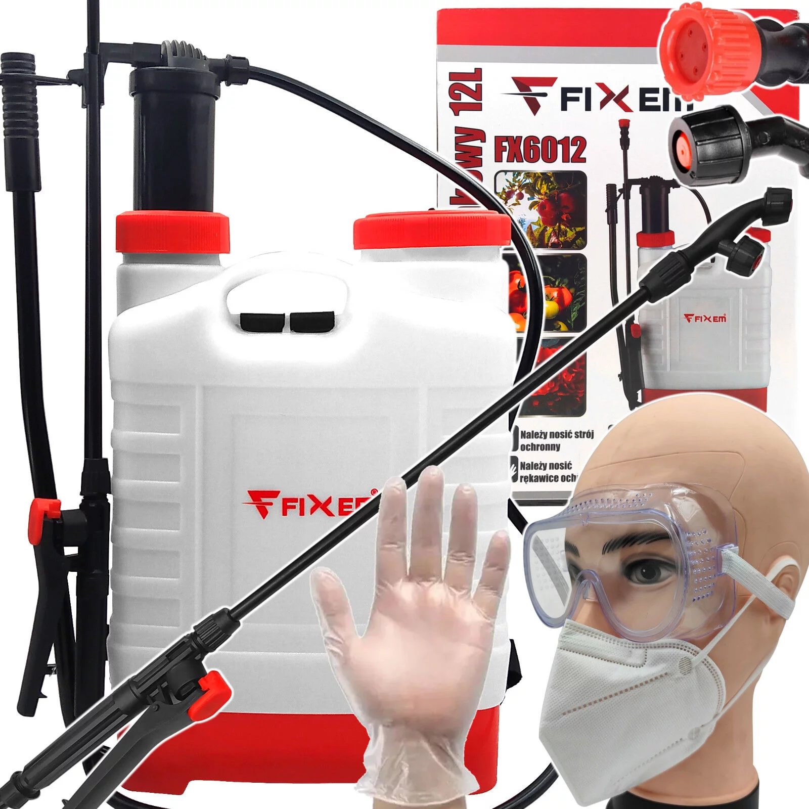 CIŚNIENIOWY OPRYSKIWACZ PLECAKOWY RĘCZNY OGRODOWY 12L 3 DYSZE LANCA