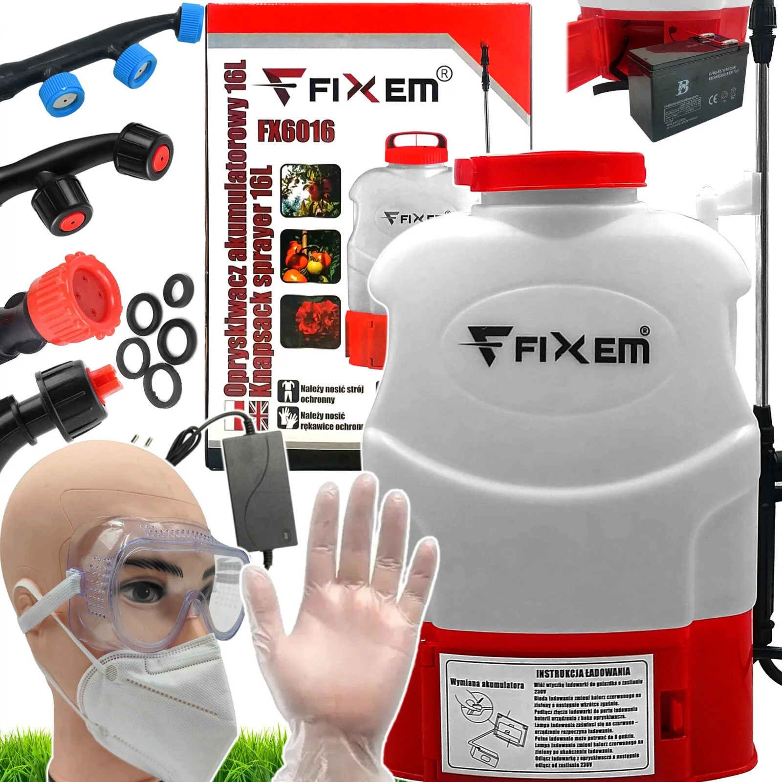 OPRYSKIWACZ AKUMULATOROWY CIŚNIENIOWY PLECAKOWY ELEKTRYCZNY 16L LANCA 117CM