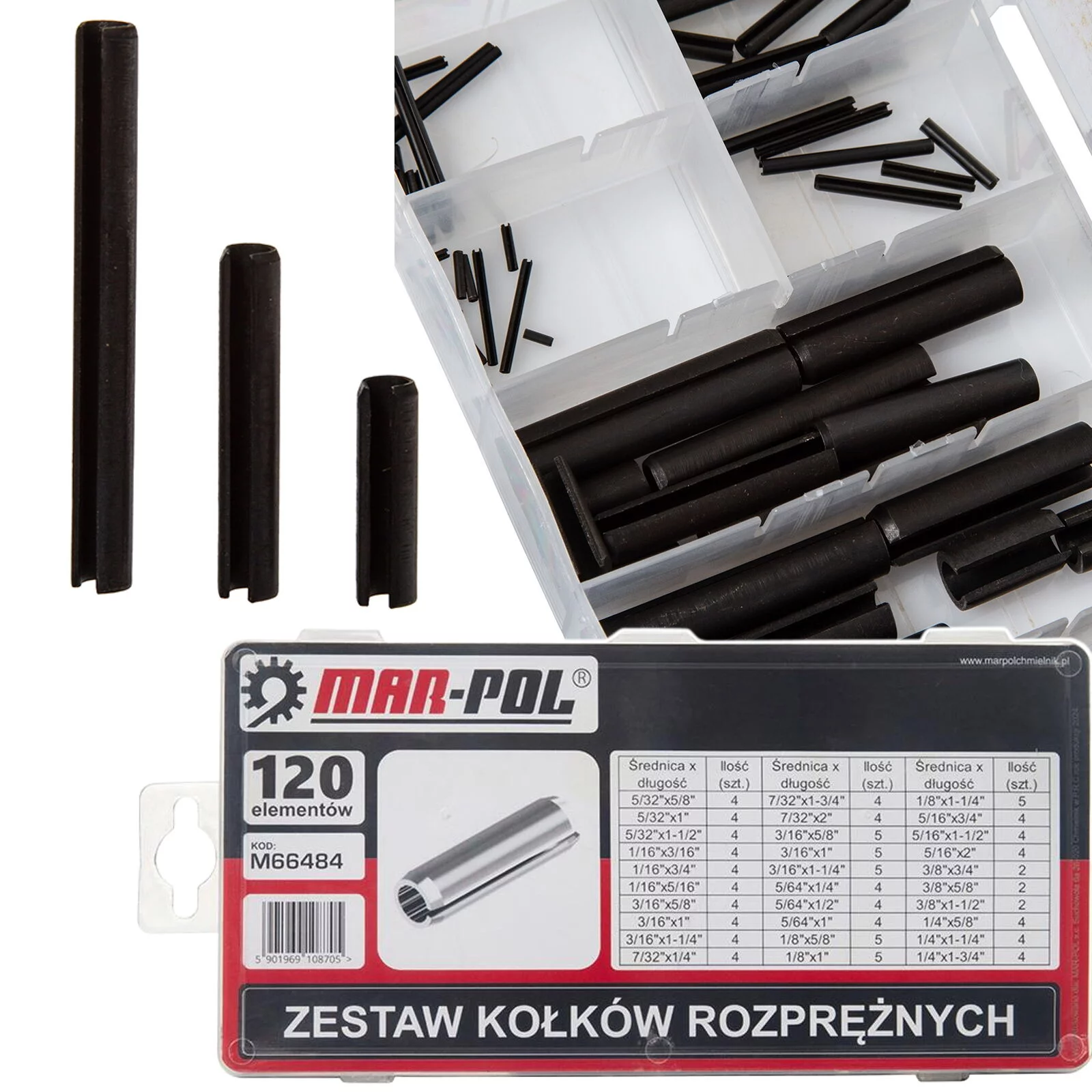 KOŁKI SPRĘŻYSTE ZESTAW KOŁKÓW 120el