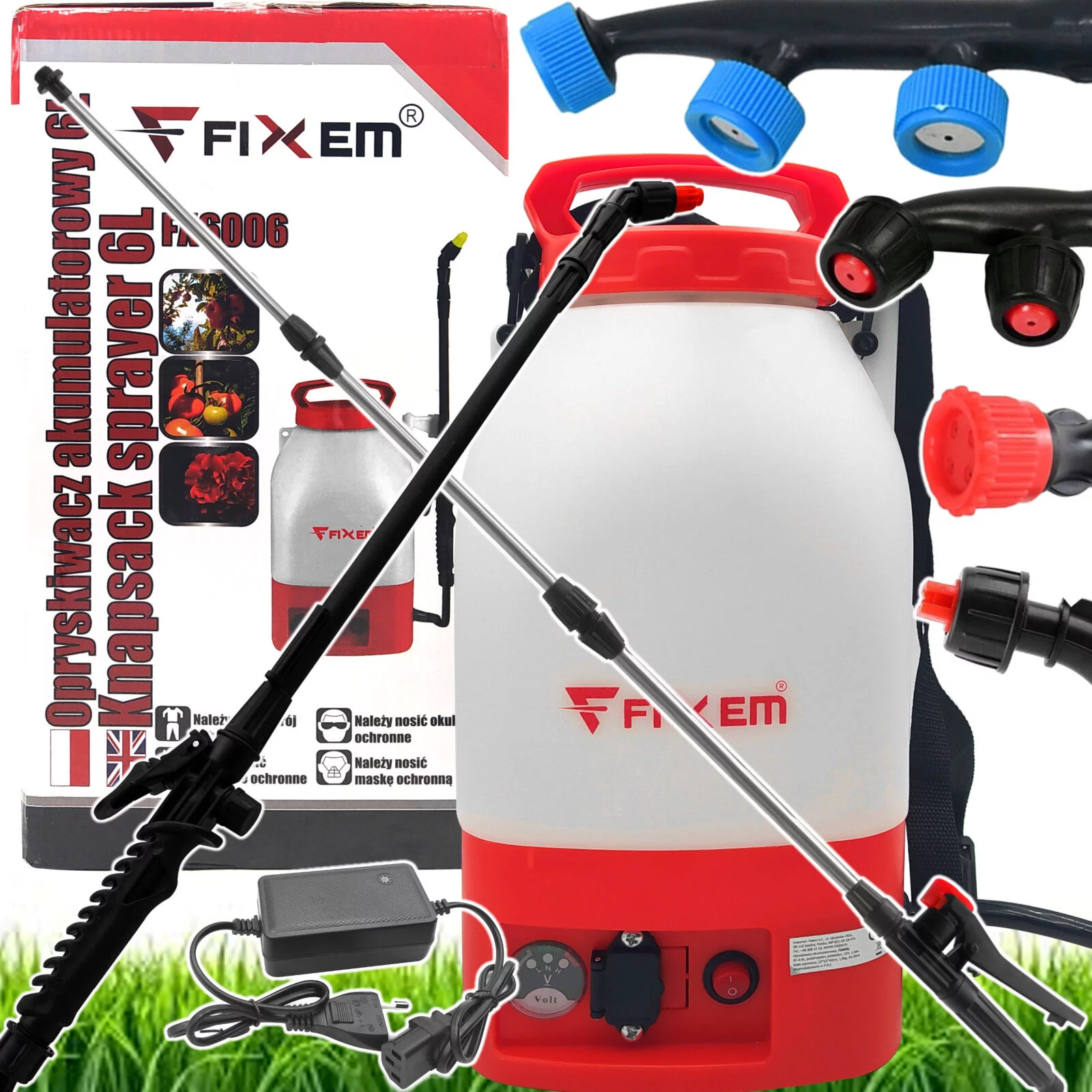 AKUMULATOROWY OPRYSKIWACZ ELEKTRYCZNY ROZPYLACZ CIŚNIENIOWY 6L LANCA 118cm