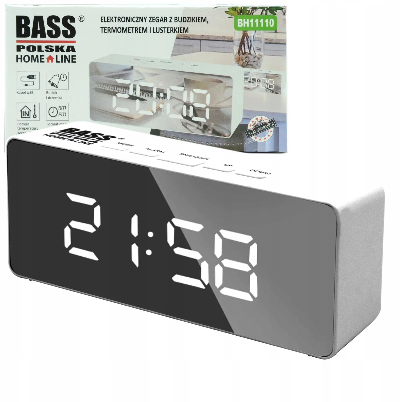 ZEGAR Z BUDZIKIEM i termometrem