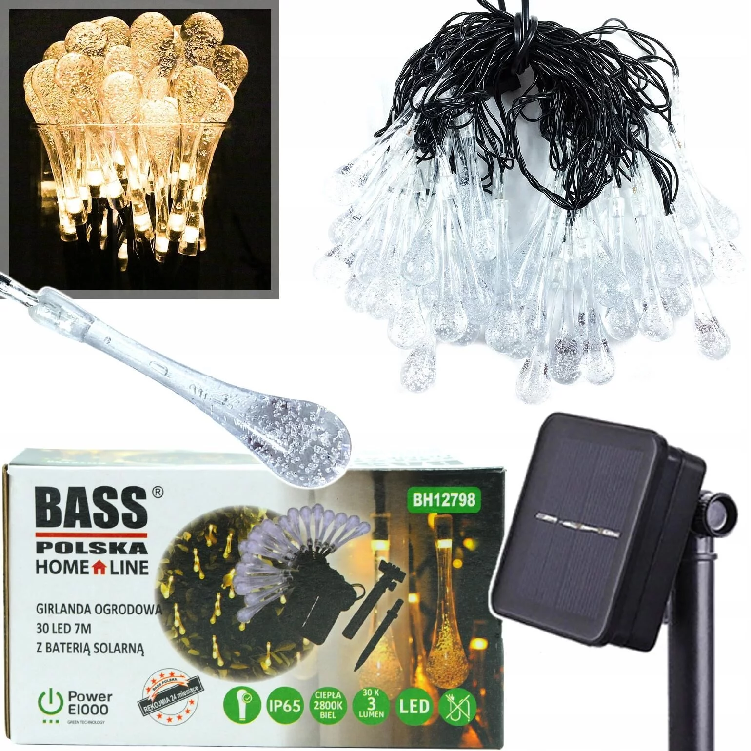 GIRLANDA OGRODOWA SOLARNA 6m 30led