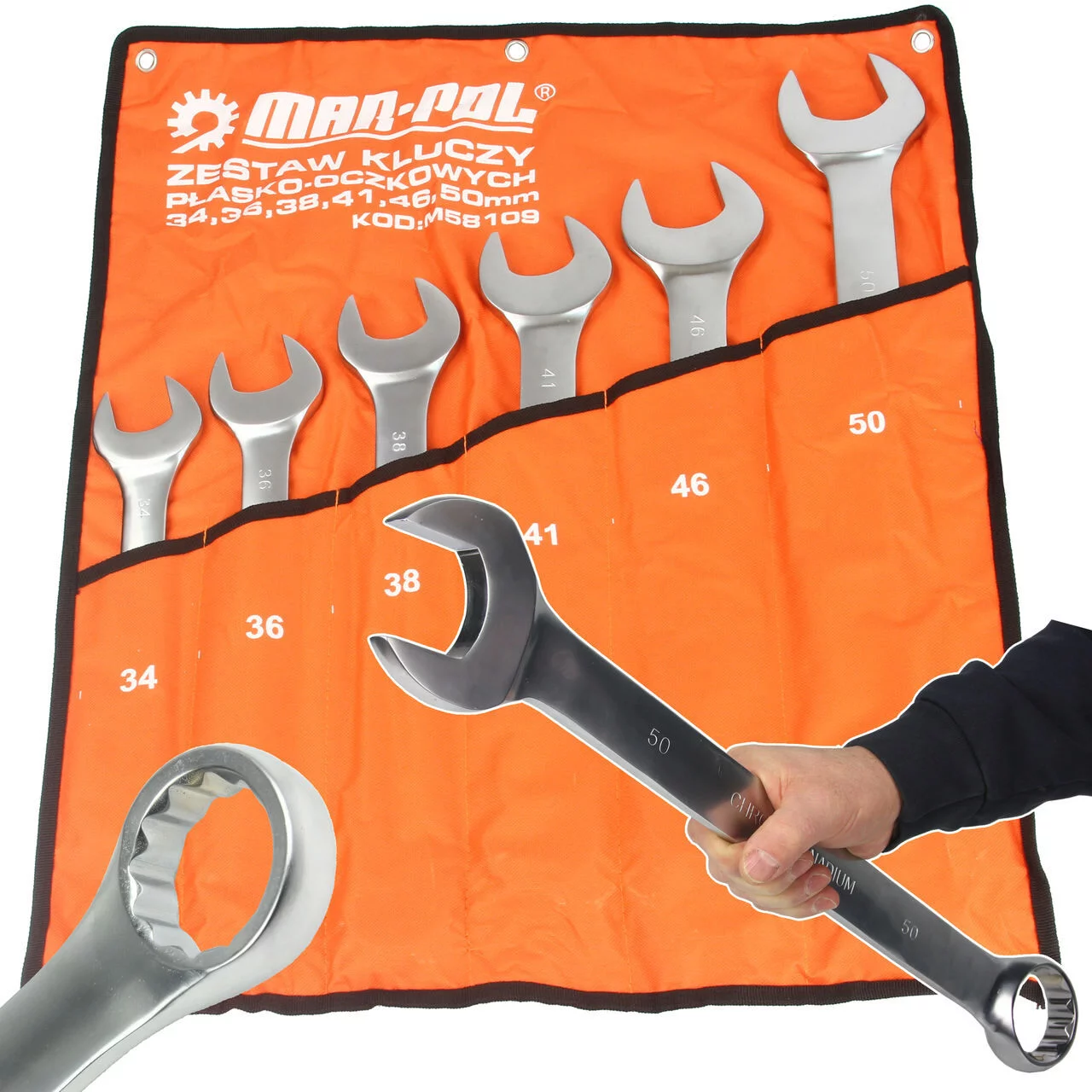 KLUCZE PŁASKO OCZKOWE 34-50MM  6el.