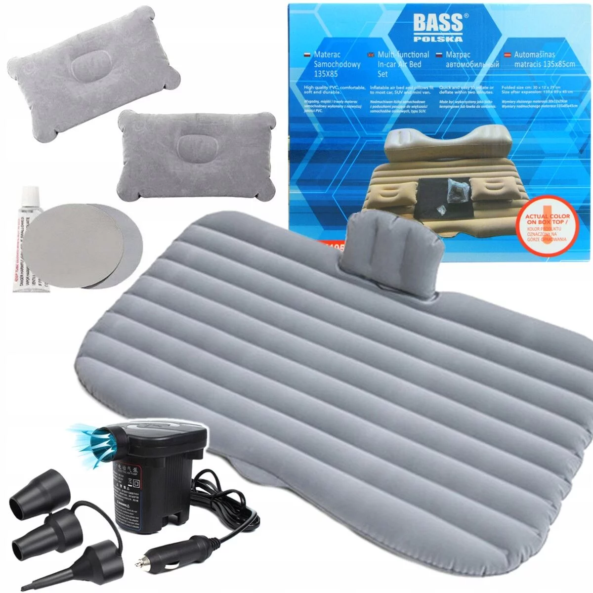 MATERAC SAMOCHODOWY DMUCHANY szary