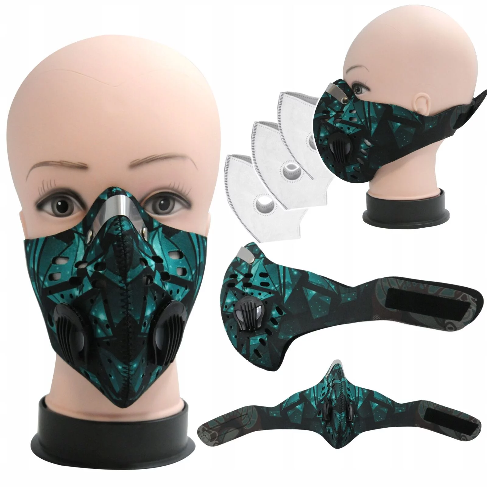 MASKA ANTYSMOGOWA - 3 FILTRY N99 ZIELONA