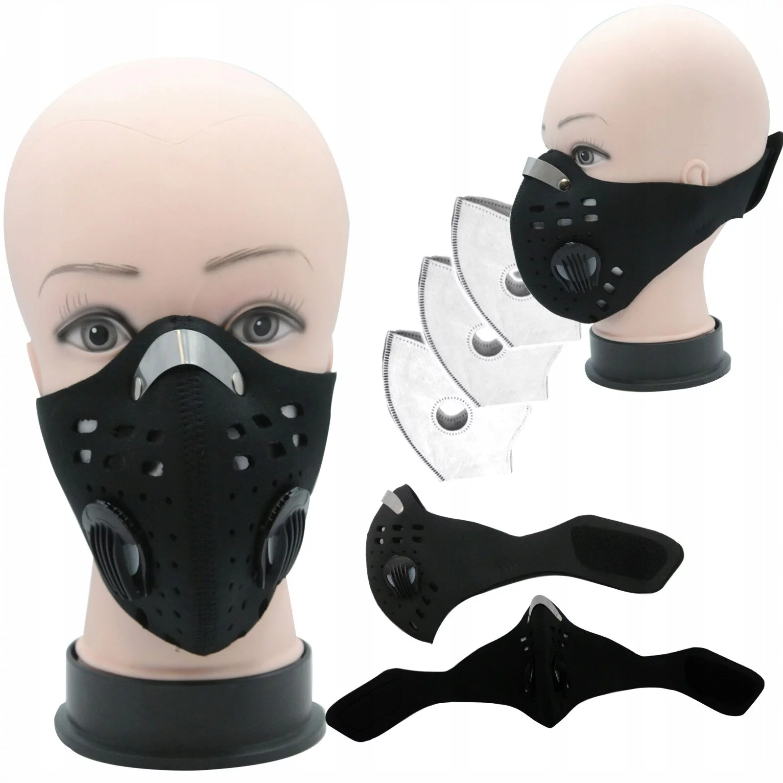 MASKA ANTYSMOGOWA - 3 FILTRY N99 CZARNA