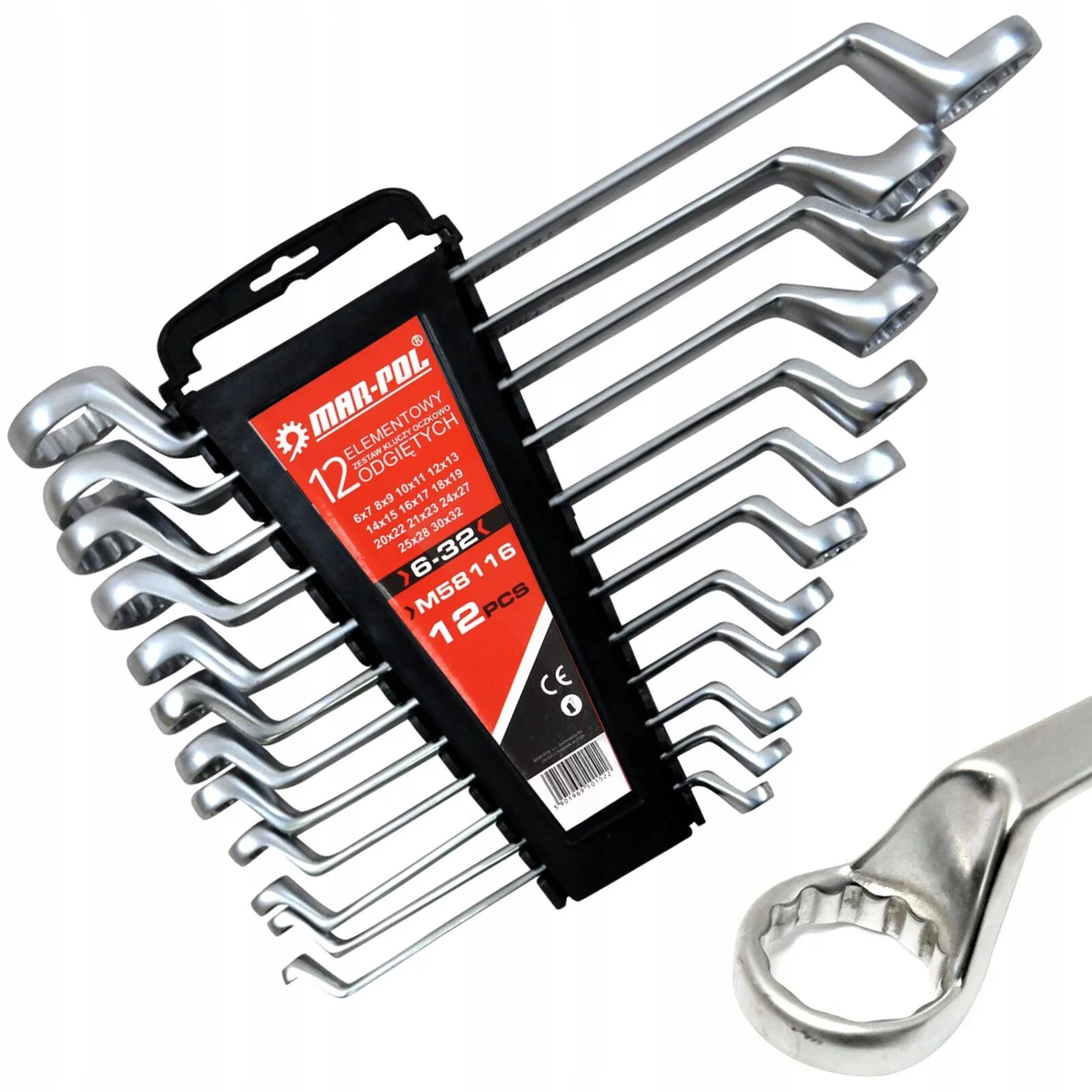 KLUCZE OCZKOWE 12SZT WYGIĘTE 6-32mm M58116