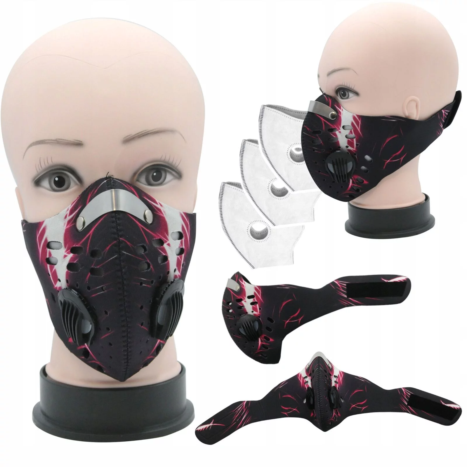 MASKA ANTYSMOGOWA - 3 FILTRY N99 CZERWONA