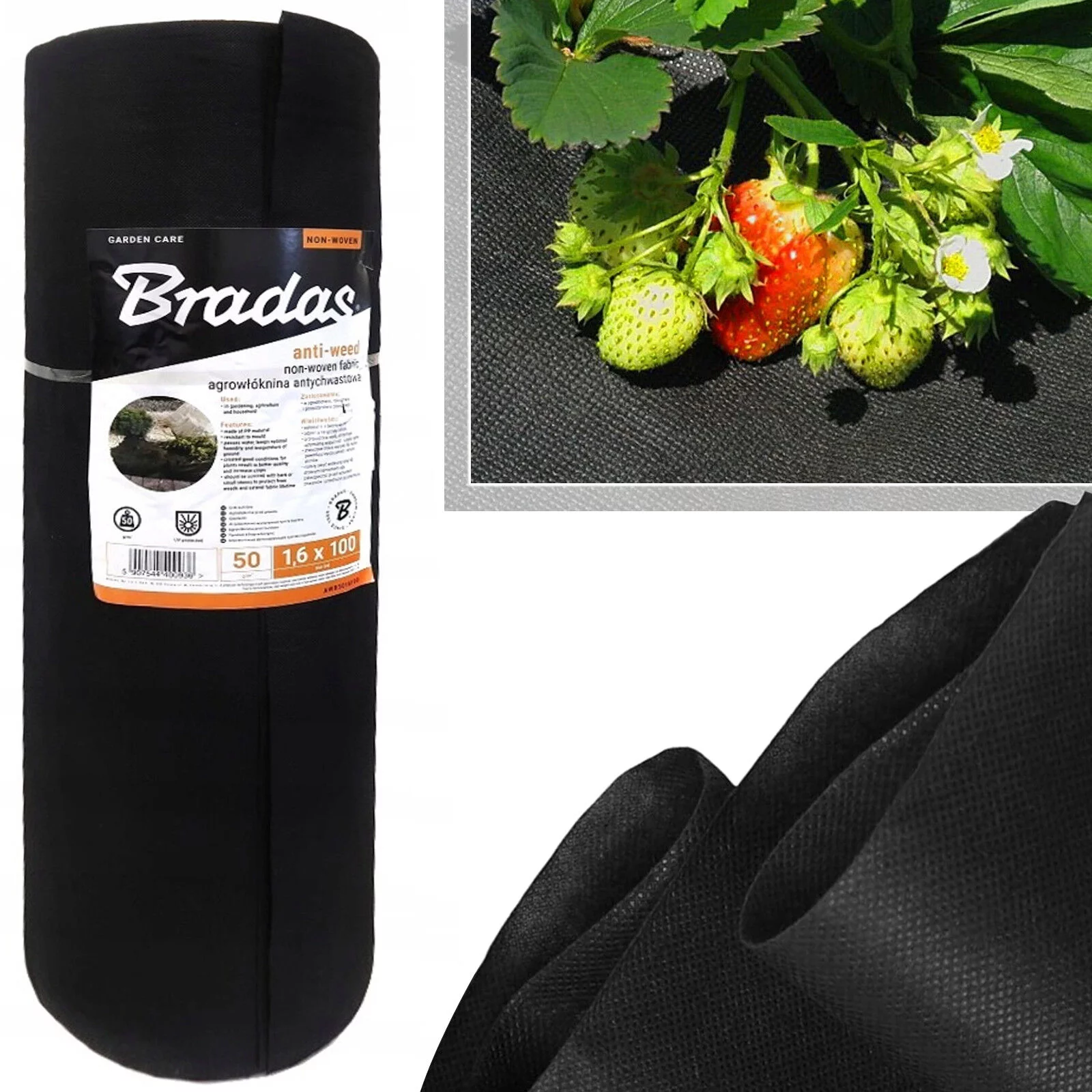 AGROWŁÓKNINA 50g czarna 1,6m x 100m
