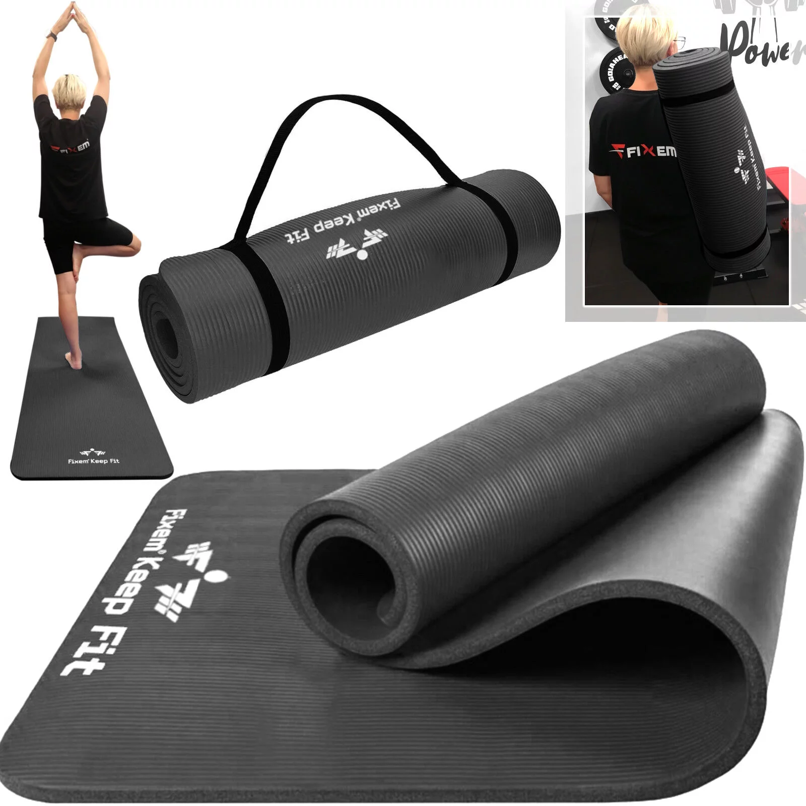 MATA DO JOGI 1,5cm CZARNA 190x63cm