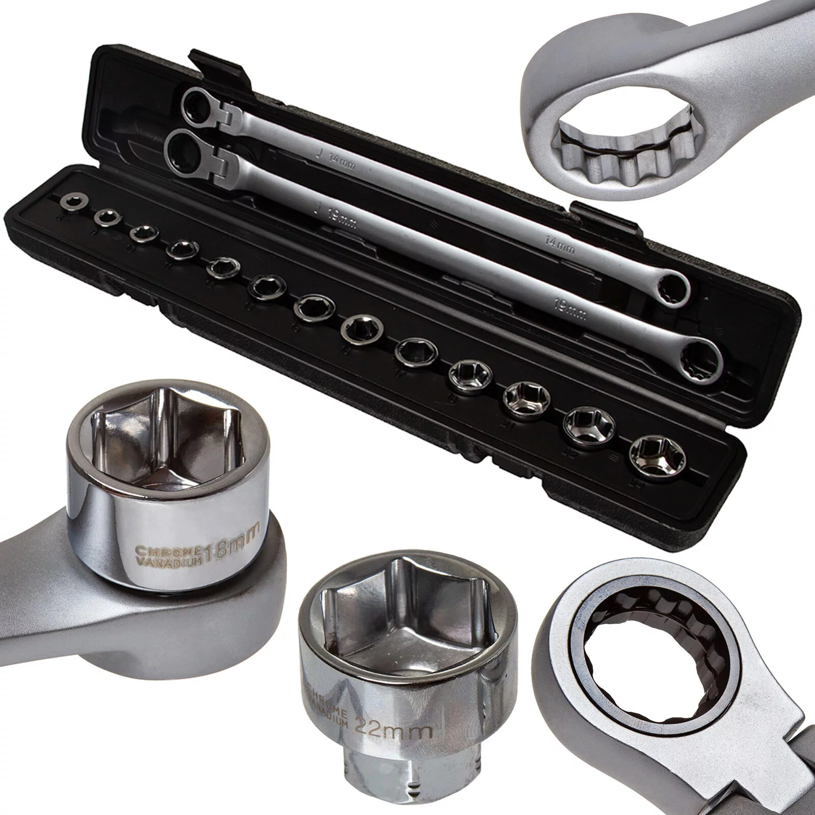 KLUCZE OCZKOWE Z GRZECHOTKĄ DŁUGIE ŁAMANE