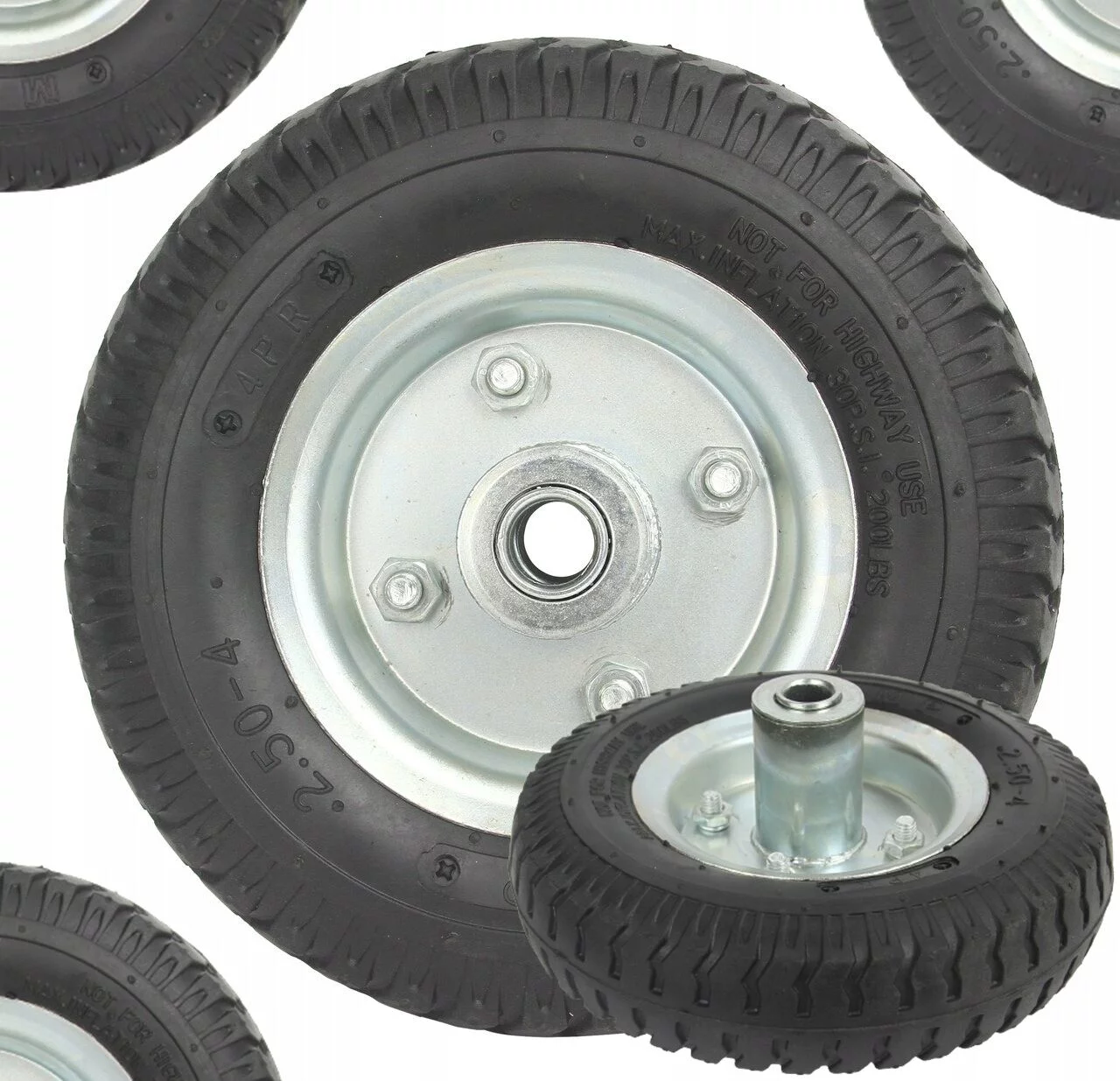 KOŁO 2,5-4 2,5/4 KÓŁKO DO WÓZKA TACZKI POMPOWANE MOCNE 215 mm ; 21,5 cm