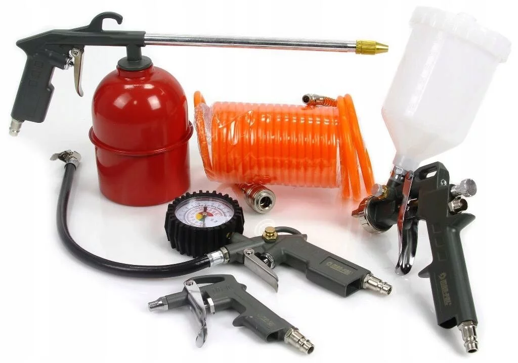ZESTAW LAKIERNICZY DO MALOWANIA PISTOLET POMPOWANIA ROPOWANIA WĄŻ PRZEDMUCH
