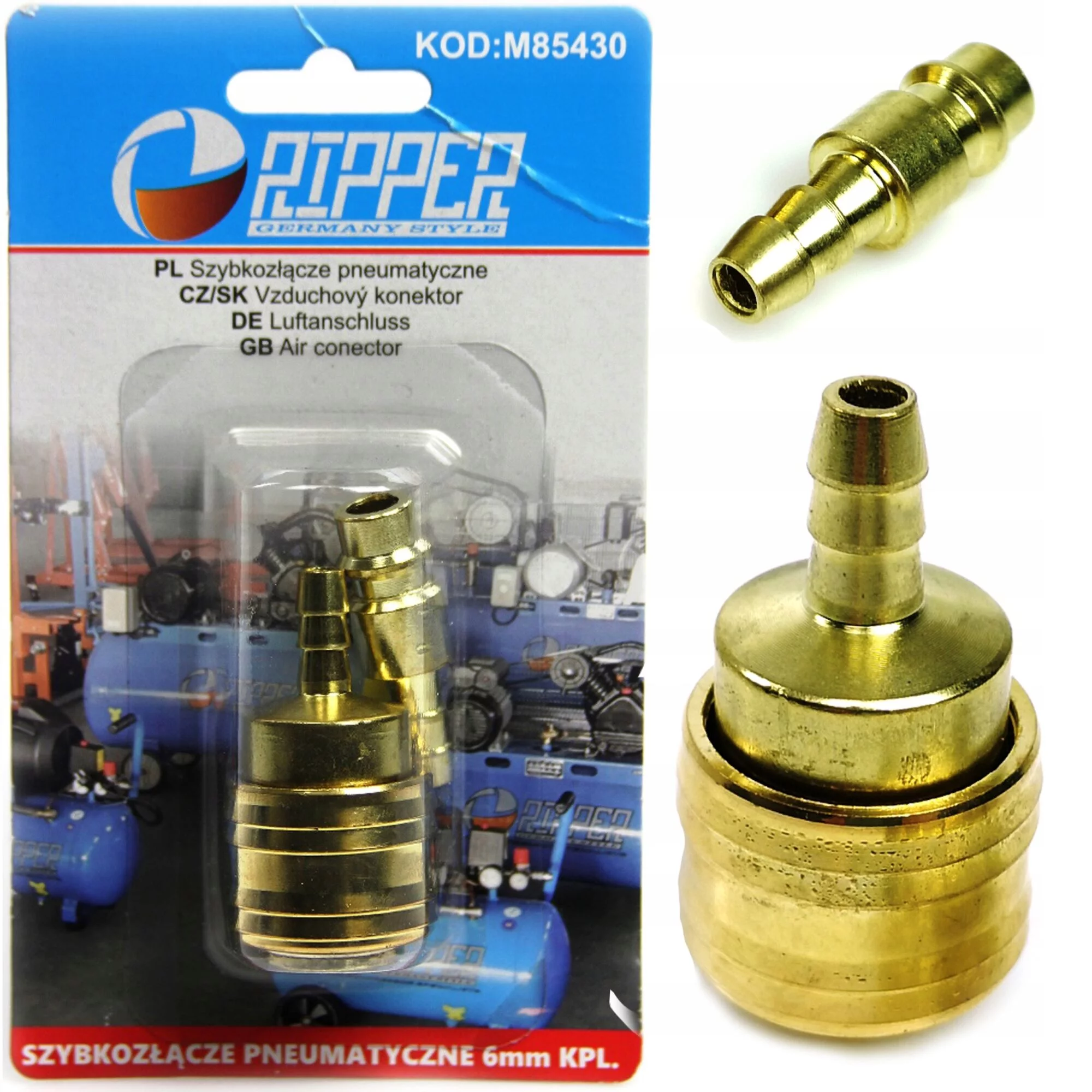 SZYBKOZŁĄCZE PNEUMATYCZNE WĘŻA 6mm MĘSKIE + ŻEŃSKIE