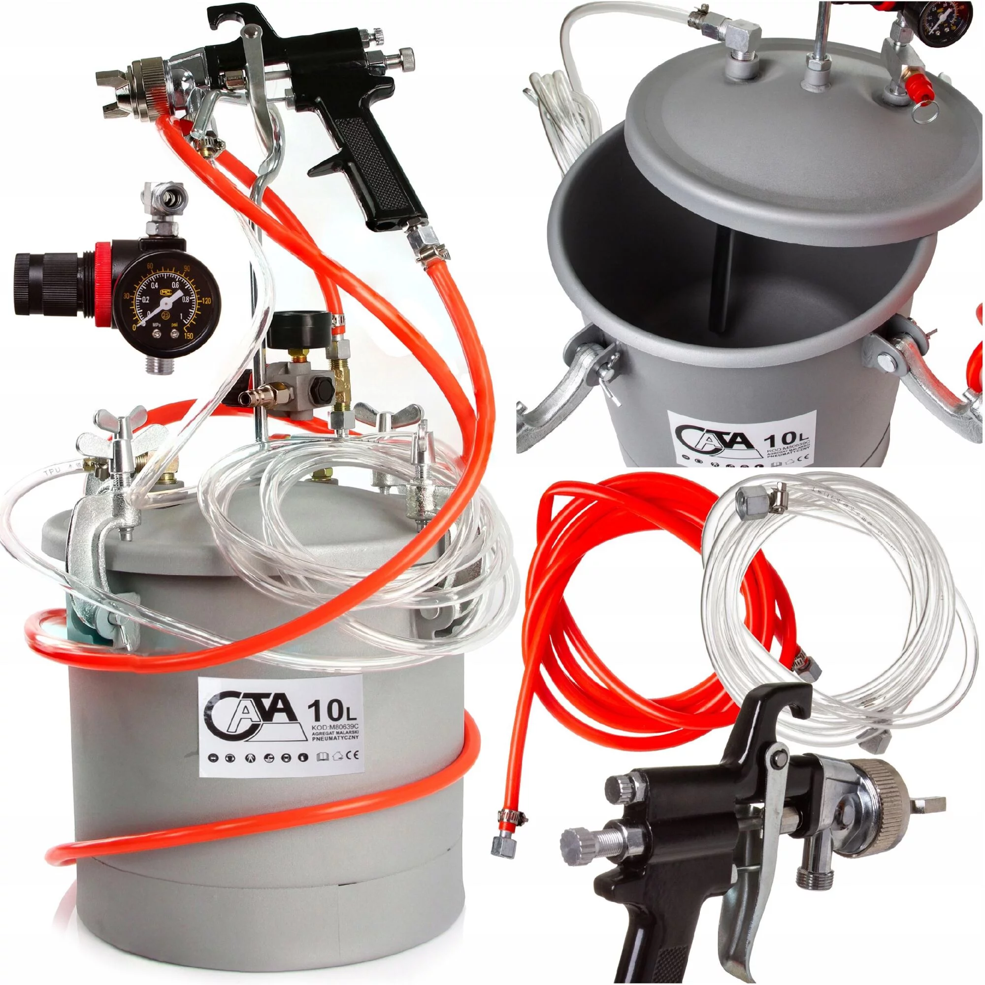 AGREGAT MALARSKI PISTOLET LAKIERNICZY MALOWANIA PNEUMATYCZNY ZBIORNIK 10L