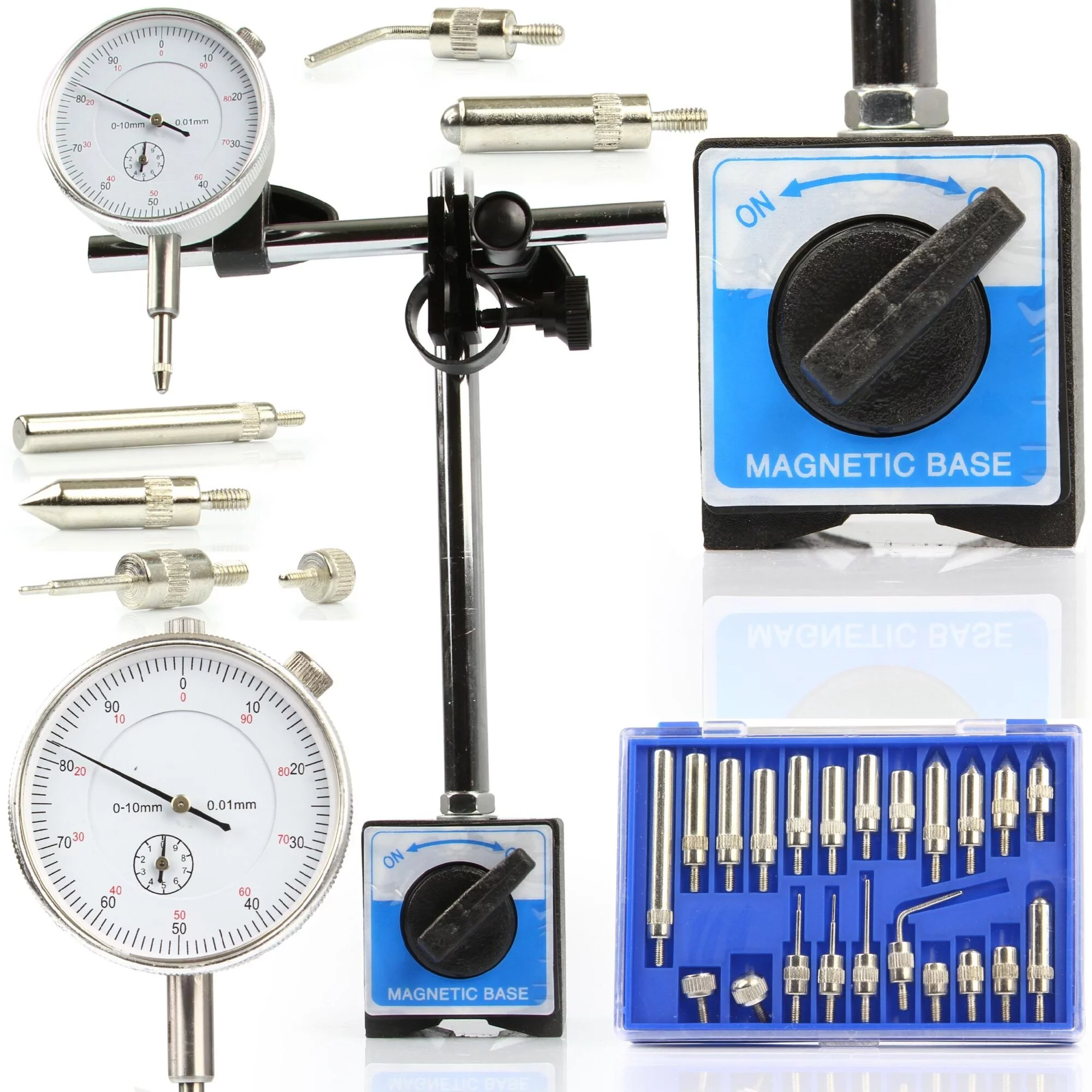 CZUJNIK ZEGAROWY STATYW MAGNETYCZNY 0-10 KOŃCÓWKI