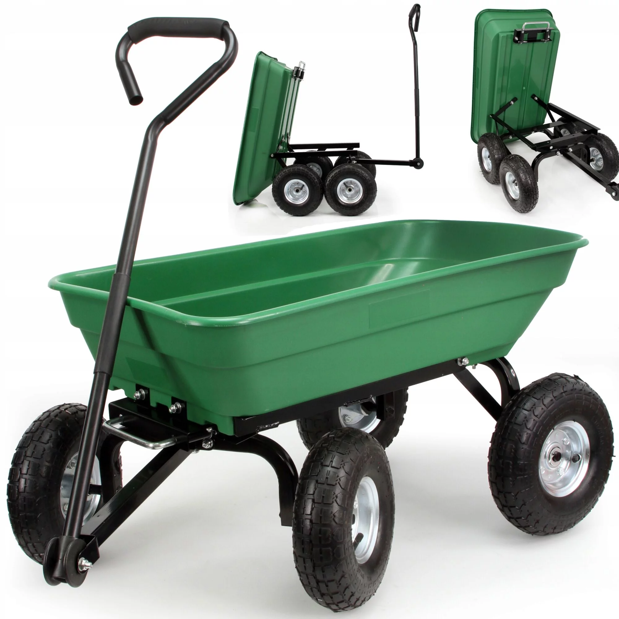WÓZEK OGRODOWY TRANSPORTOWY 120kg WYWROTKA PRZYCZEPKA TACZKA POMPOWANE KOŁA