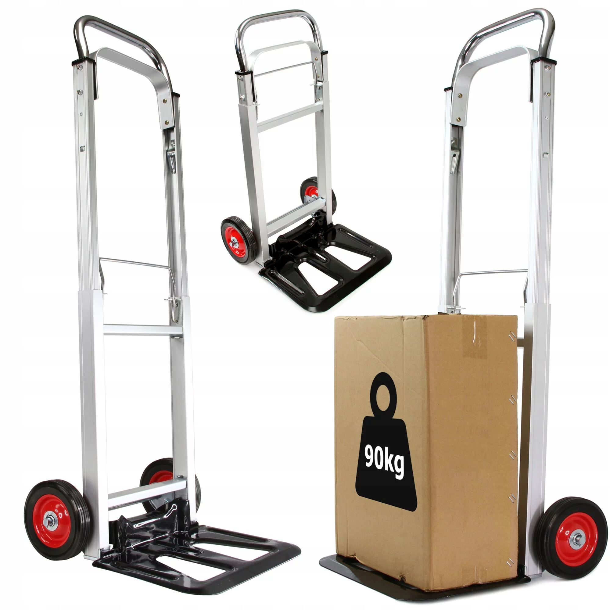 WÓZEK TRANSPORTOWY MŁYNARKA SKŁADANY ALU 90KG metalowe koła z łozyskiem