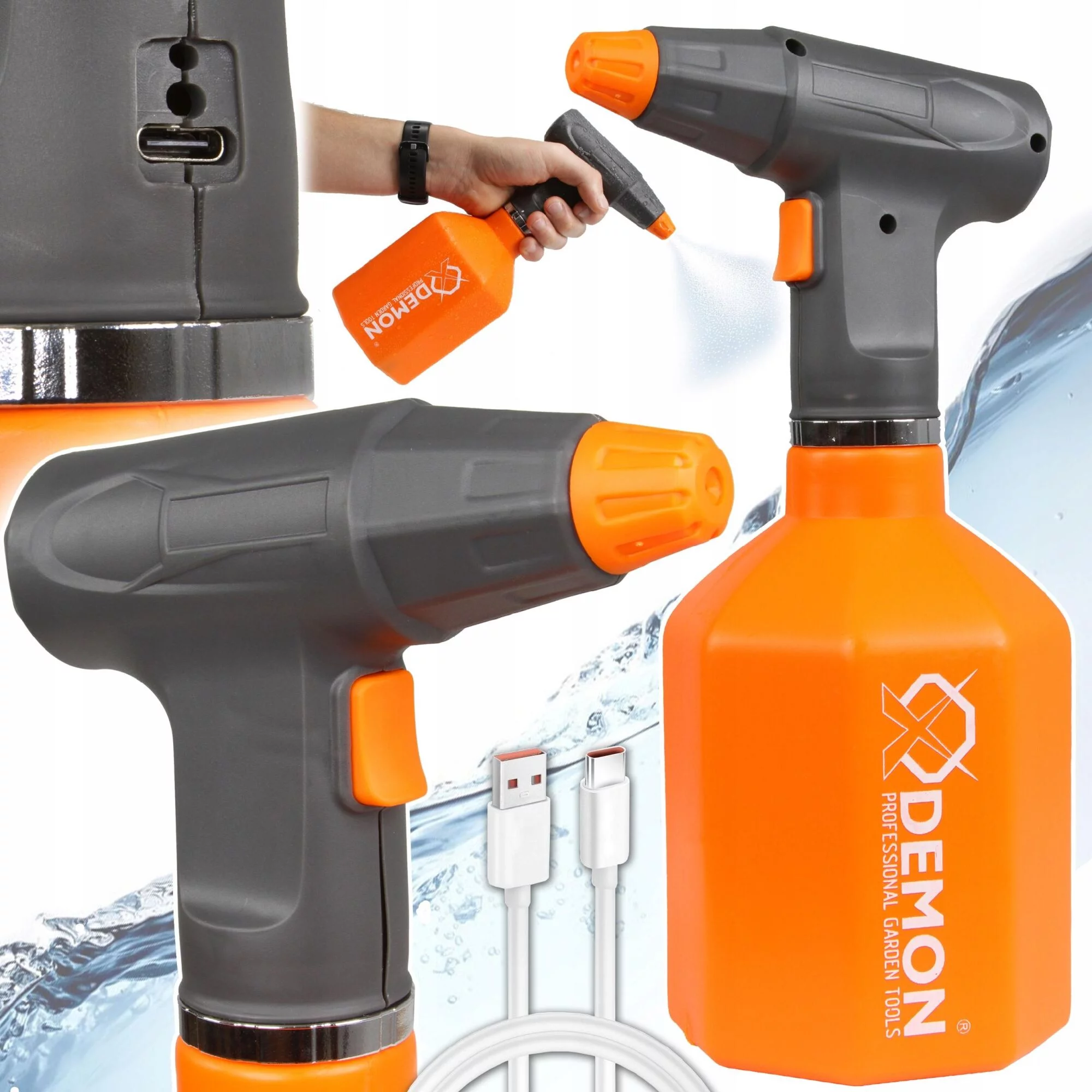 OPRYSKIWACZ AKUMULATOROWY 1L OGRODOWY USB C BATERIA LI-ION REGULOWANA DYSZA