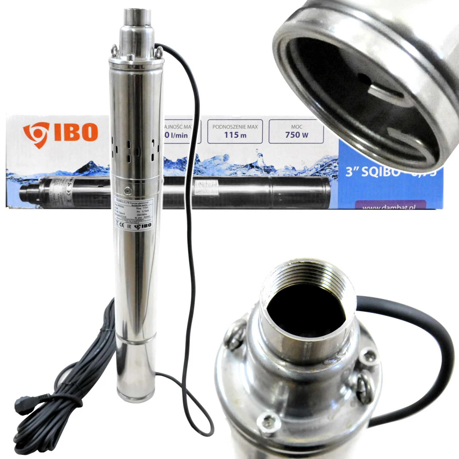 SQIBO 0,55 POMPA GŁĘBINOWA 3'' 230V