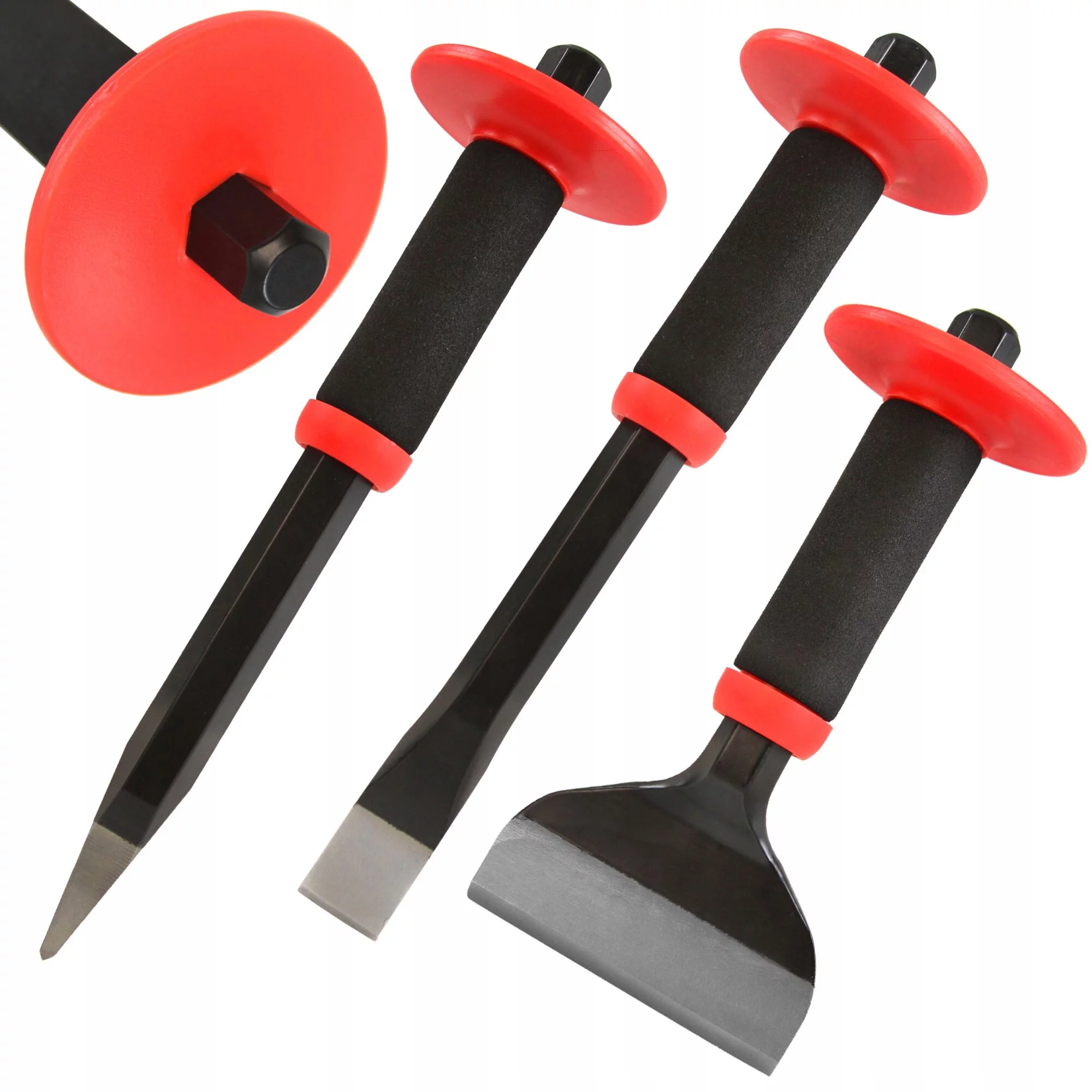 PRZECINAKI MURARSKIE DŁUTO Z OSŁONĄ 300MM ZESTAW 3 ELEMENTY GRUBE SOLIDNE