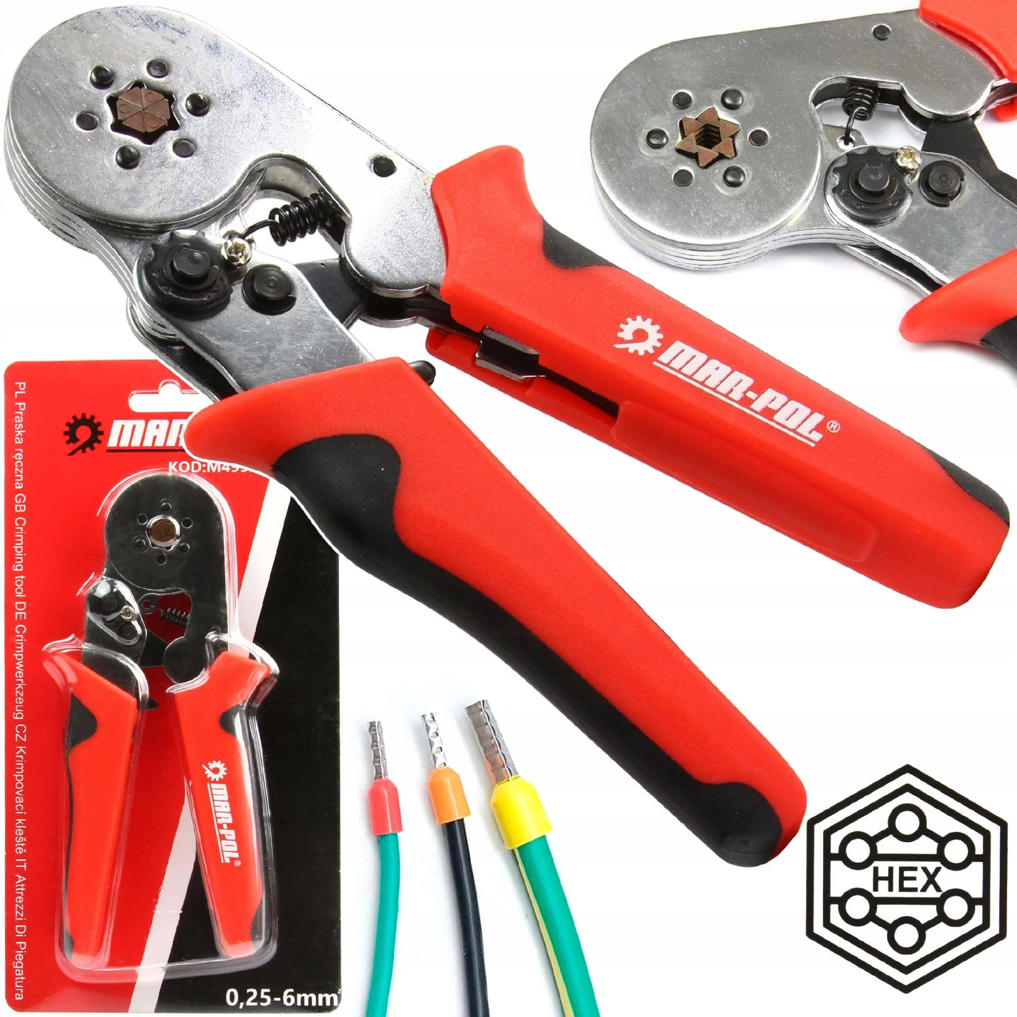 PRASKA RĘCZNA DO PRZEWODÓW KOŃCÓWEK KABLI TULEJEK ZACISKOWYCH 6-KĄTNA HEX