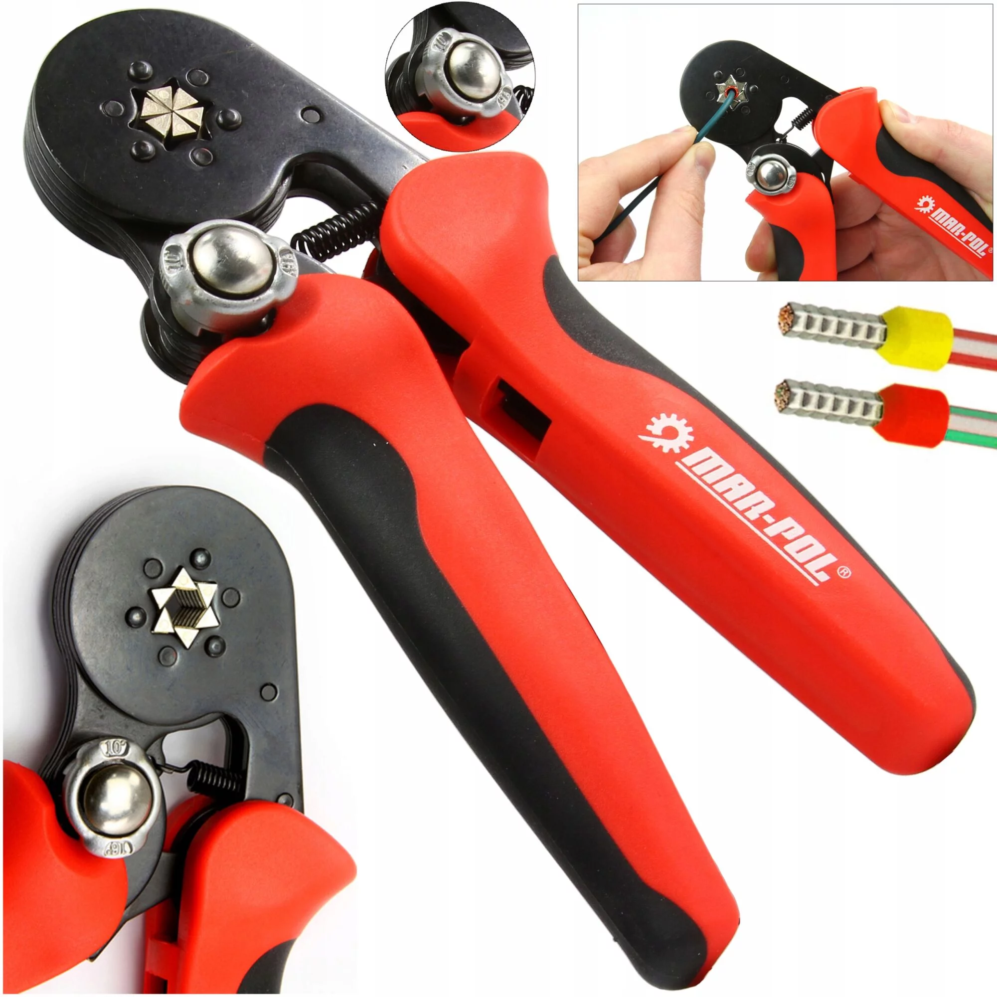 ZACISKARKA PRASKA DO KONEKTORÓW KOŃCÓWEK KABLI TULEJEK PRZEWODÓW 6-kątna