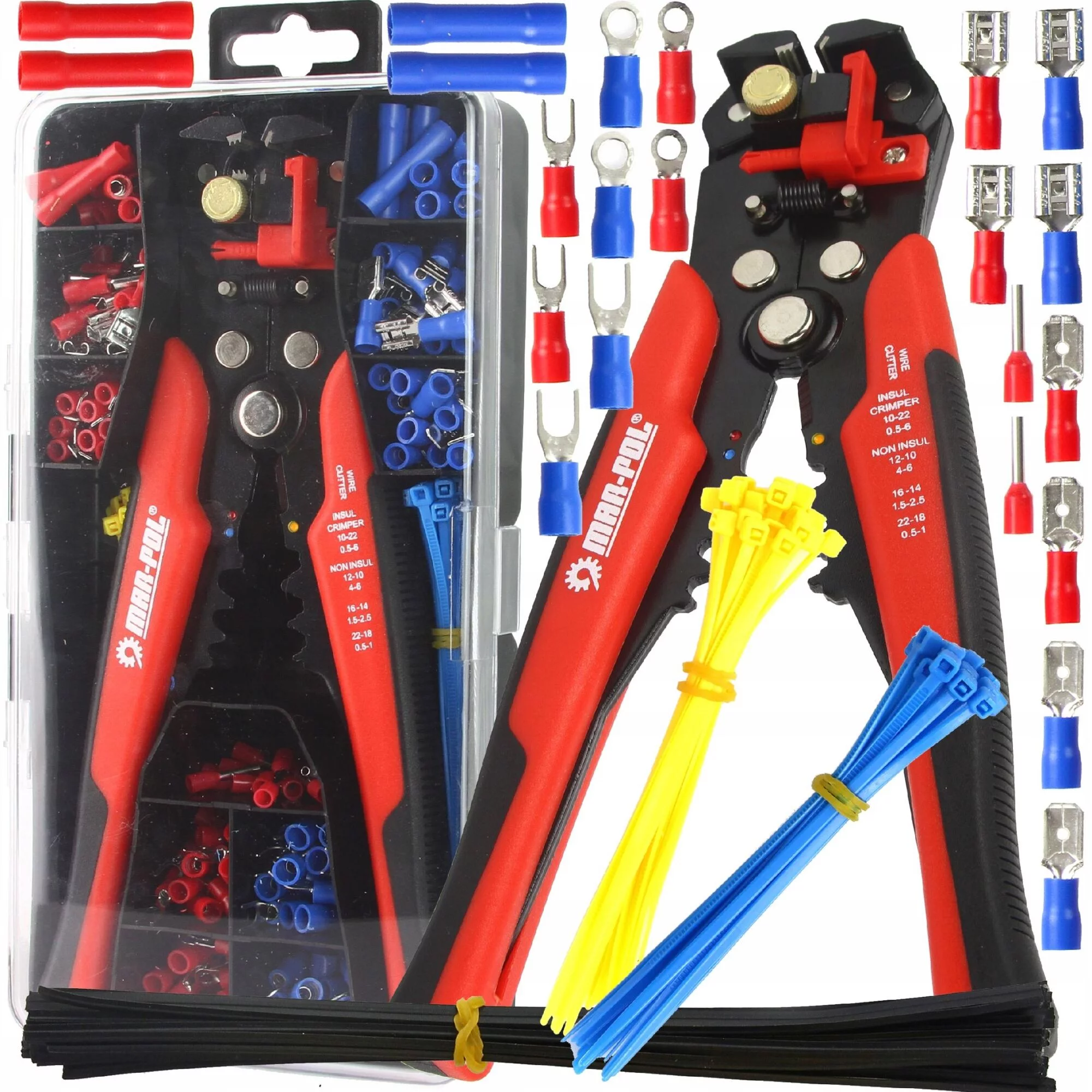 ZACISKARKA RĘCZNA DO KONEKTORÓW ŚCIĄGACZ IZOLACJI 8" ZESTAW 0.5-6mm2