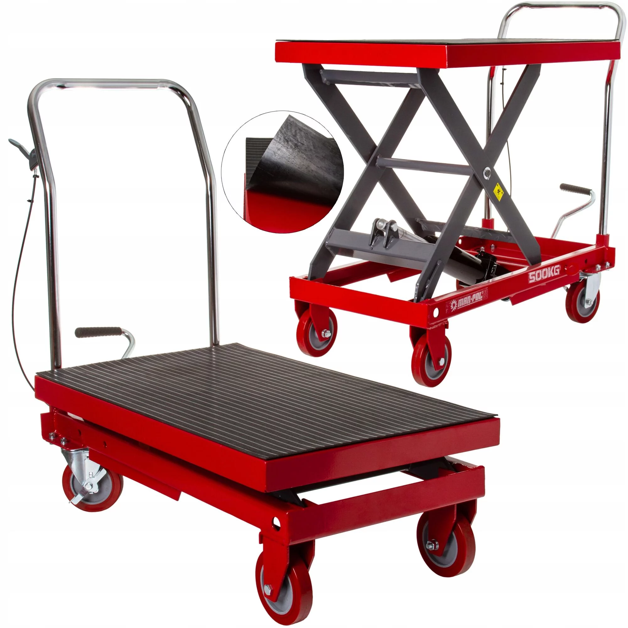 WÓZEK NOŻYCOWY PLATFORMOWY MOBILNY STÓŁ HYDRAULICZNY 80X50CM 500KG 770MM