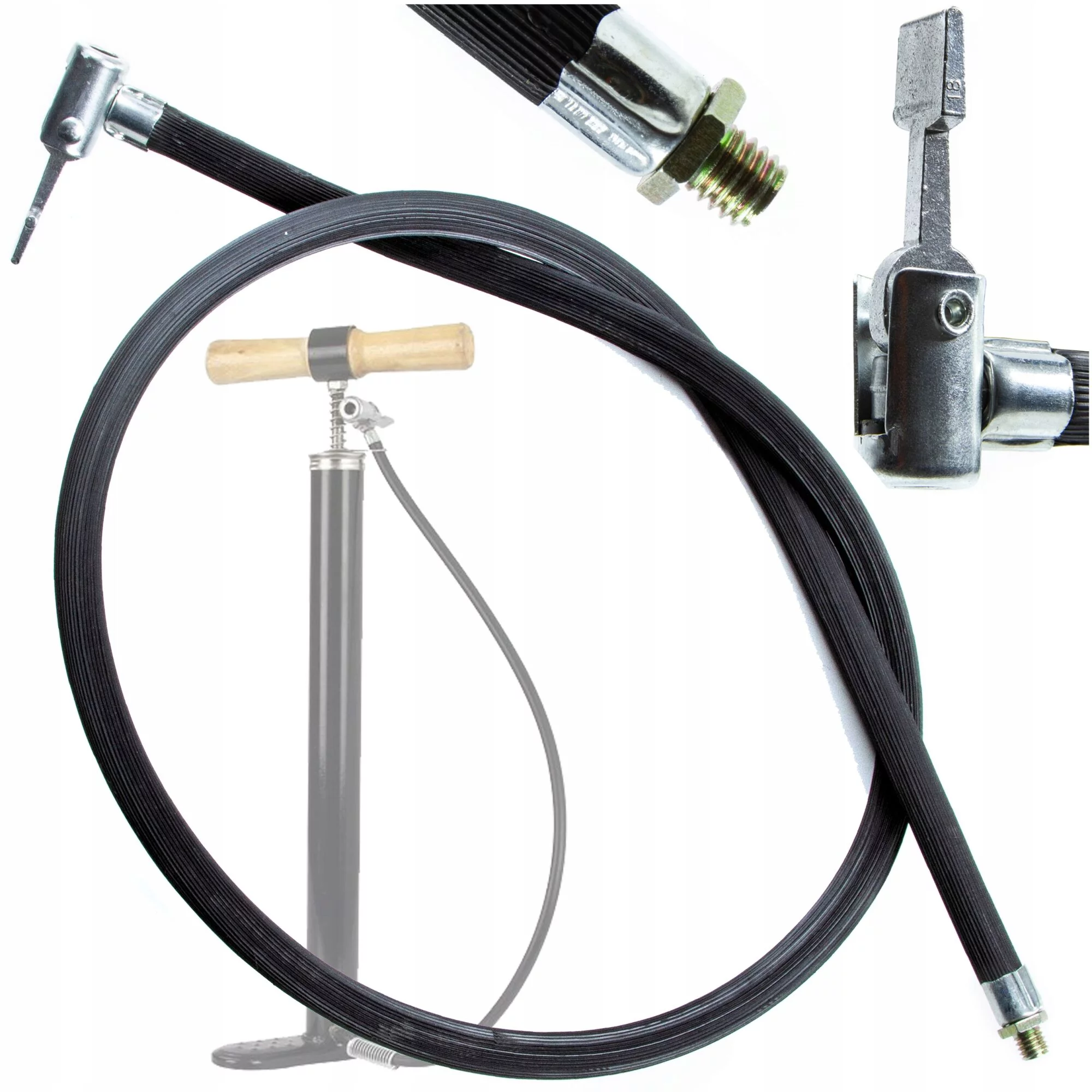 WĄŻ WĘŻYK DO POMPKI SAMOCHODOWEJ NOŻNEJ SŁUPKOWEJ 100cm KOŃCÓWKA