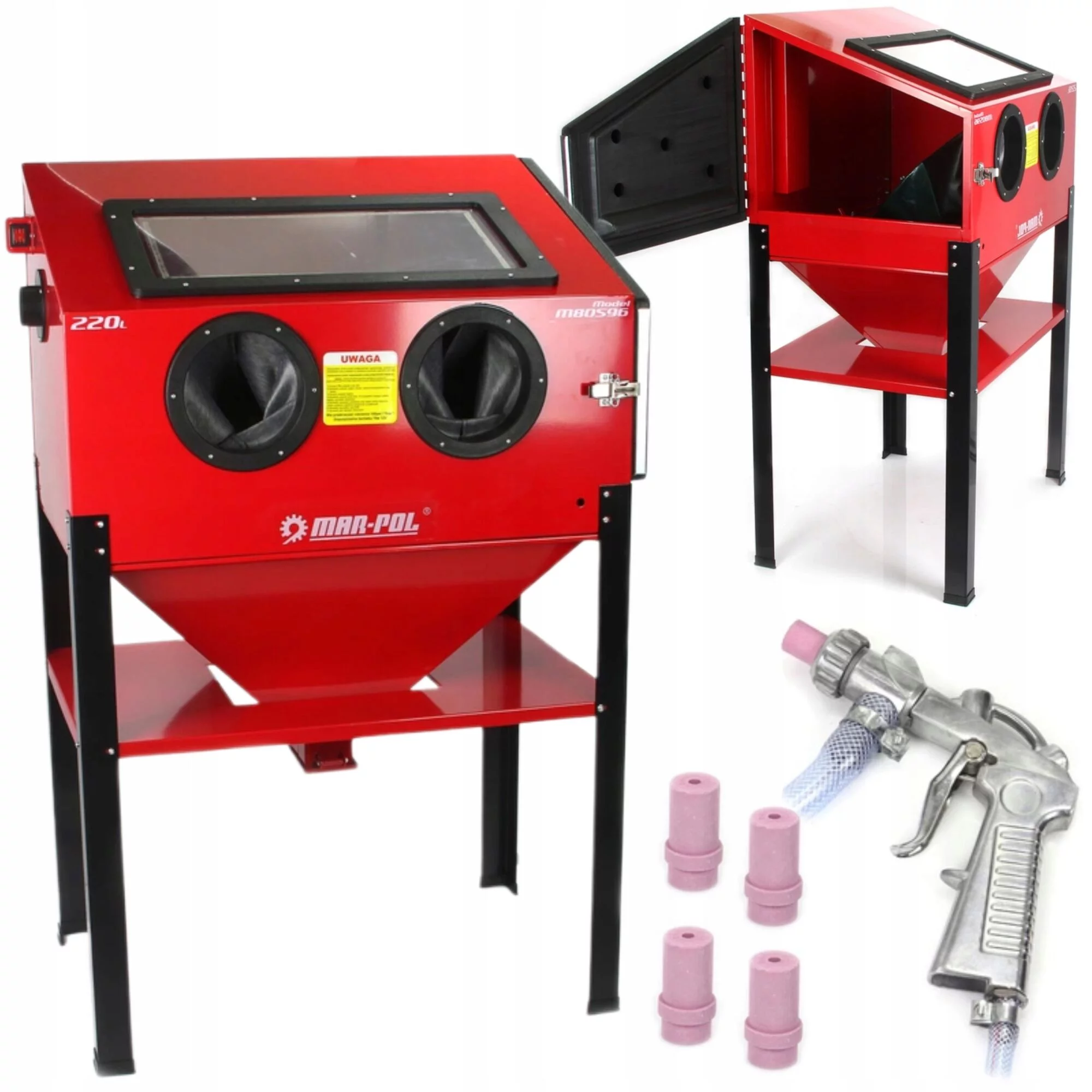 PIASKARKA KABINOWA BOCZNE OTWARCIE 220L PISTOLET DYSZE OCZYSZCZARKA KOMORA