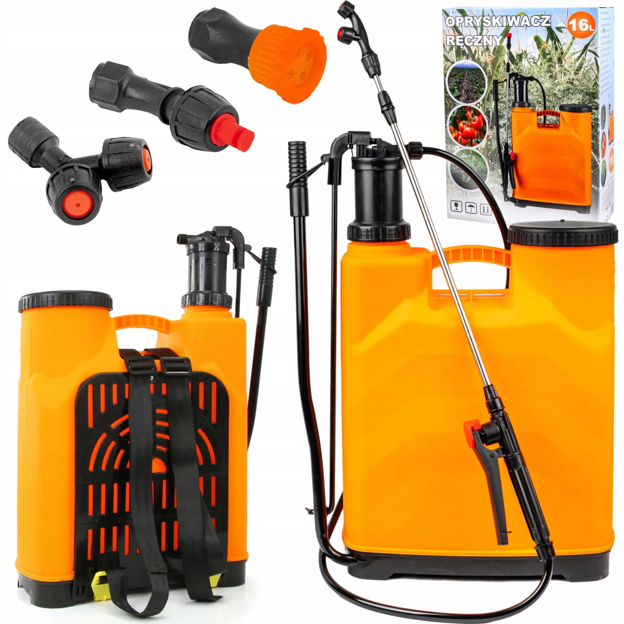 OPRYSKIWACZ CIŚNIENIOWY PLECAKOWY RĘCZNY 16L DUŻY REGULOWANY ZESTAW LANCA
