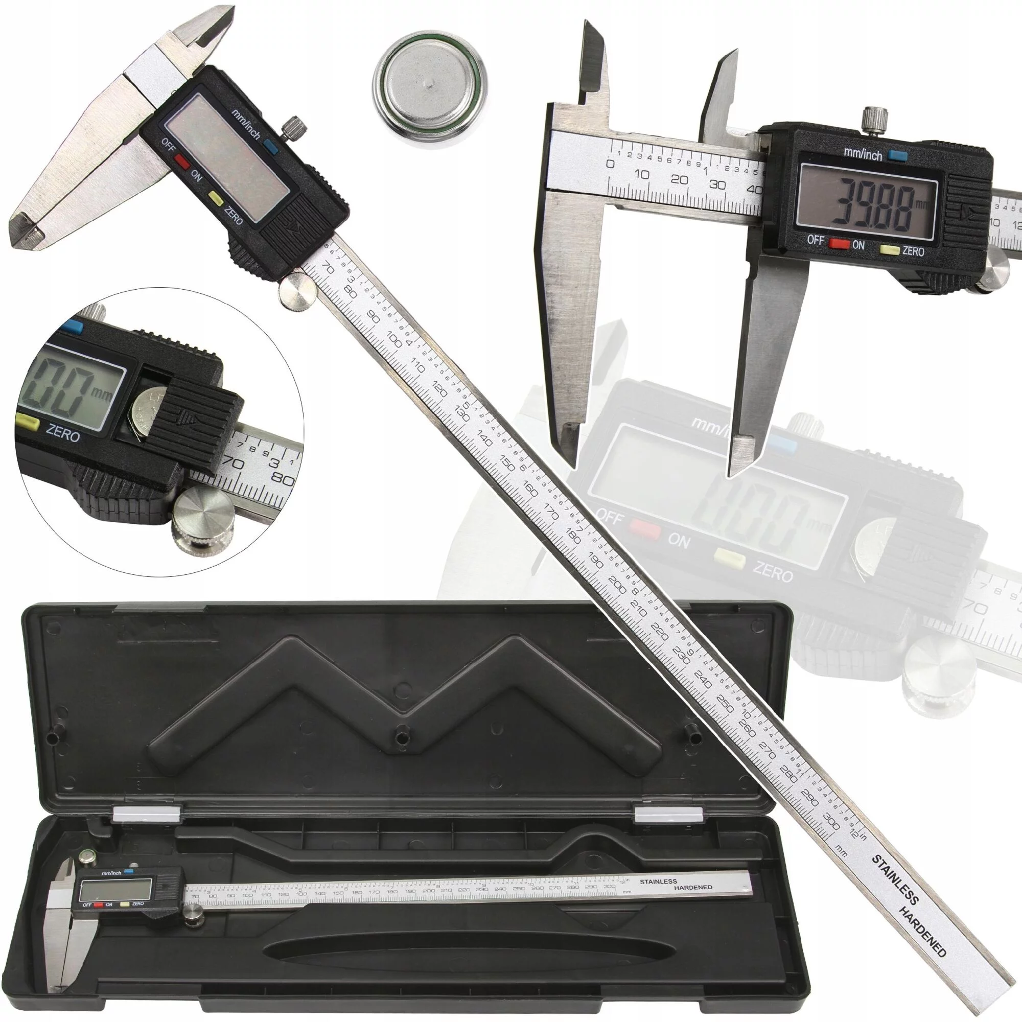 DOKŁADNA SUWMIARKA ELEKTRONICZNA ZE STALI NIERDZEWNEJ CYFROWA 0-300mm ETUI