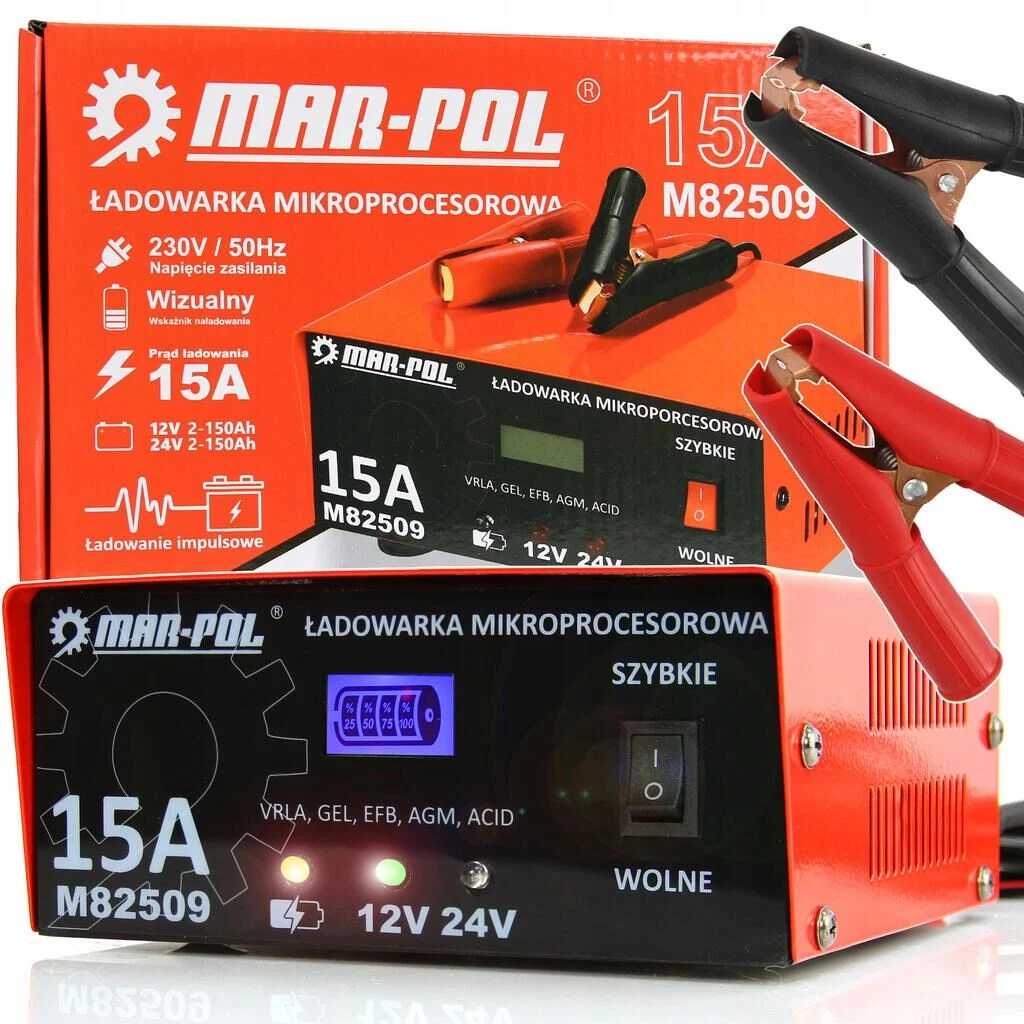 Prostownik MIKROPROCESOROWY Akumulatorowy 12V-24V
