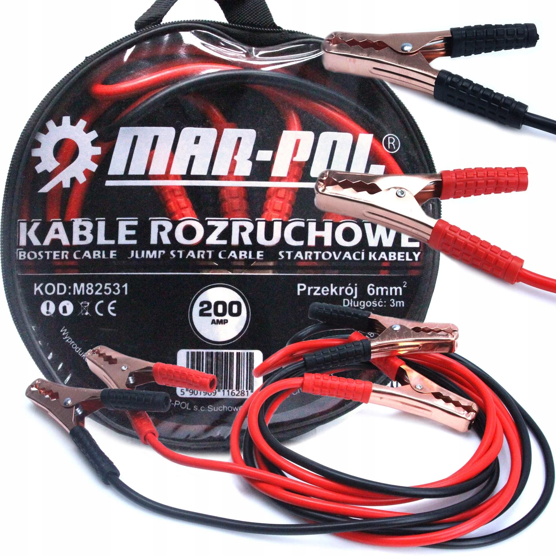 PRZEWODY KABLE ROZRUCHOWE 200A DŁUGOŚĆ 3M SOLIDNE GRUBE