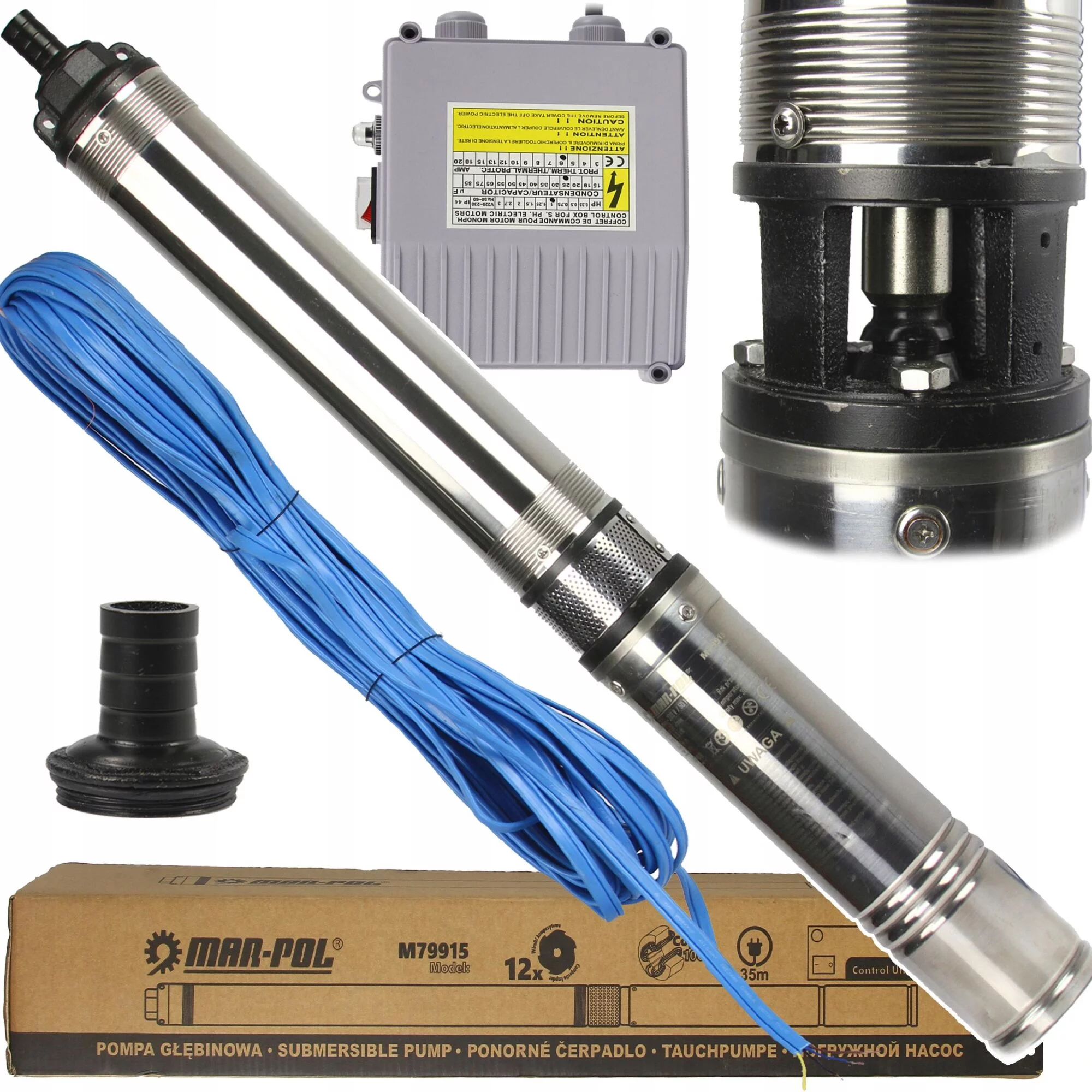 POMPA GŁĘBINOWA STUDNI WODY 4' 35M KABEL 70 L/min