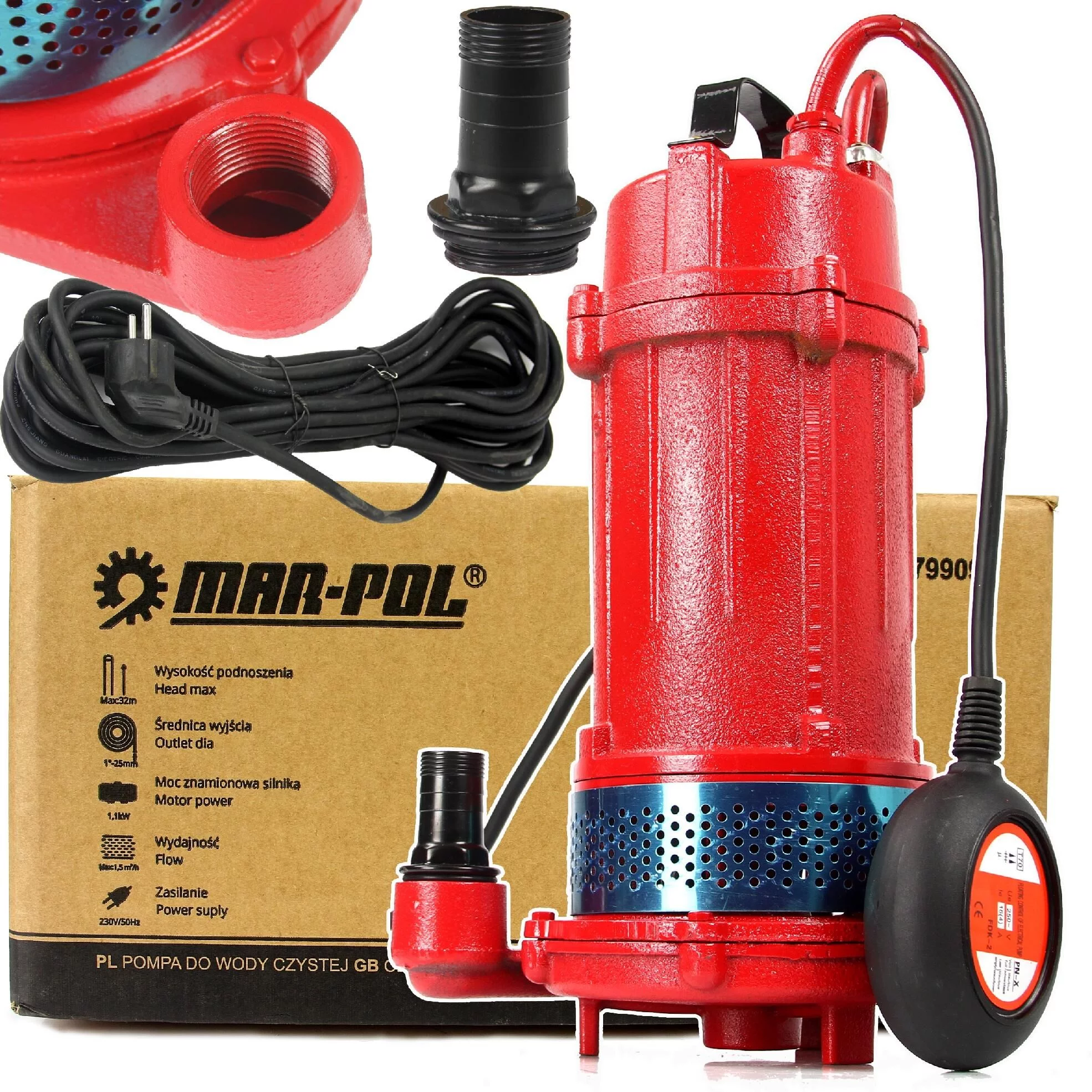 POMPA DO WODY BRUDNEJ CZYSTEJ SZAMBA 1100W 1 CAL 1"