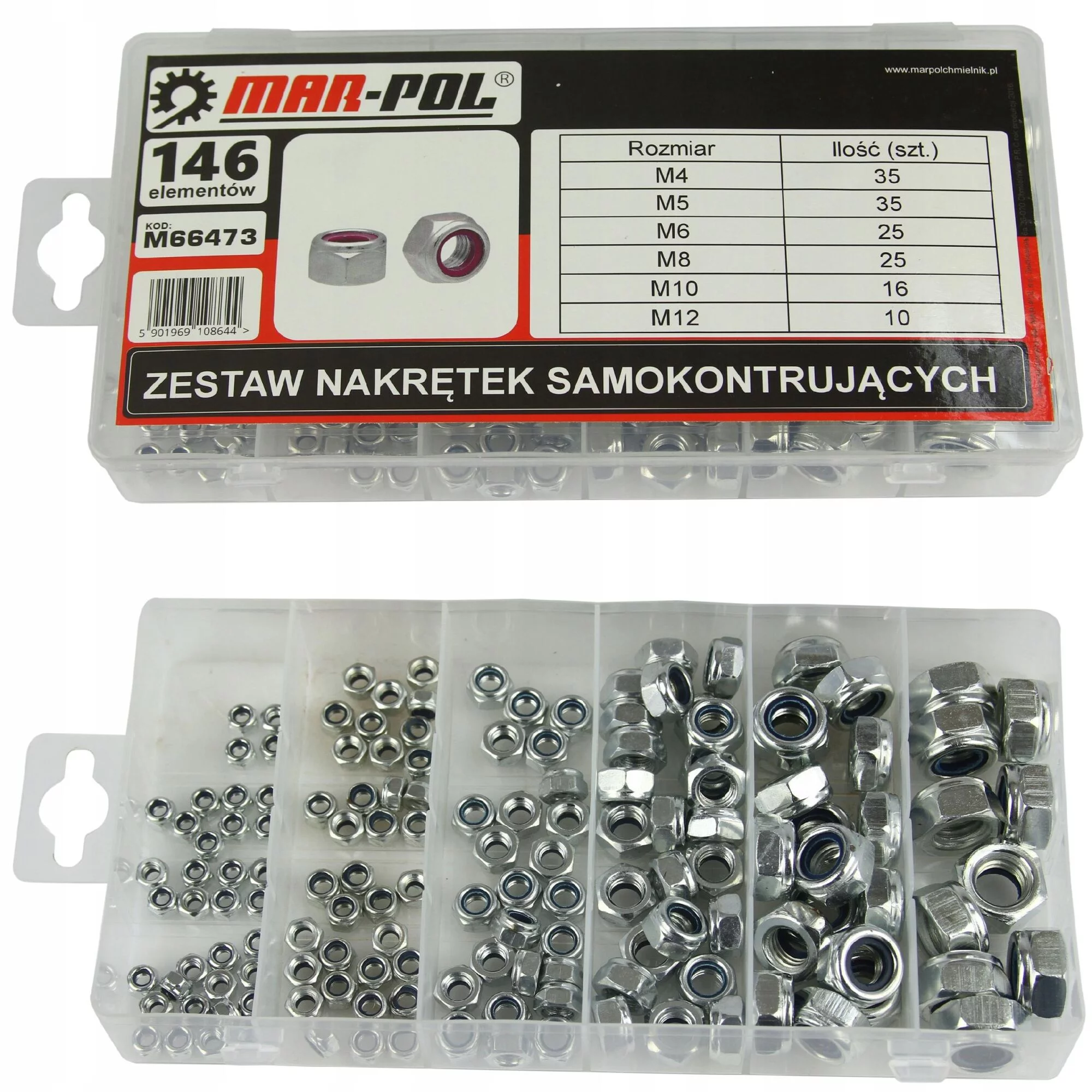 NAKRĘTKI KONTRUJĄCE M4-M12 ZESTAW NAKRĘTEK 146 szt